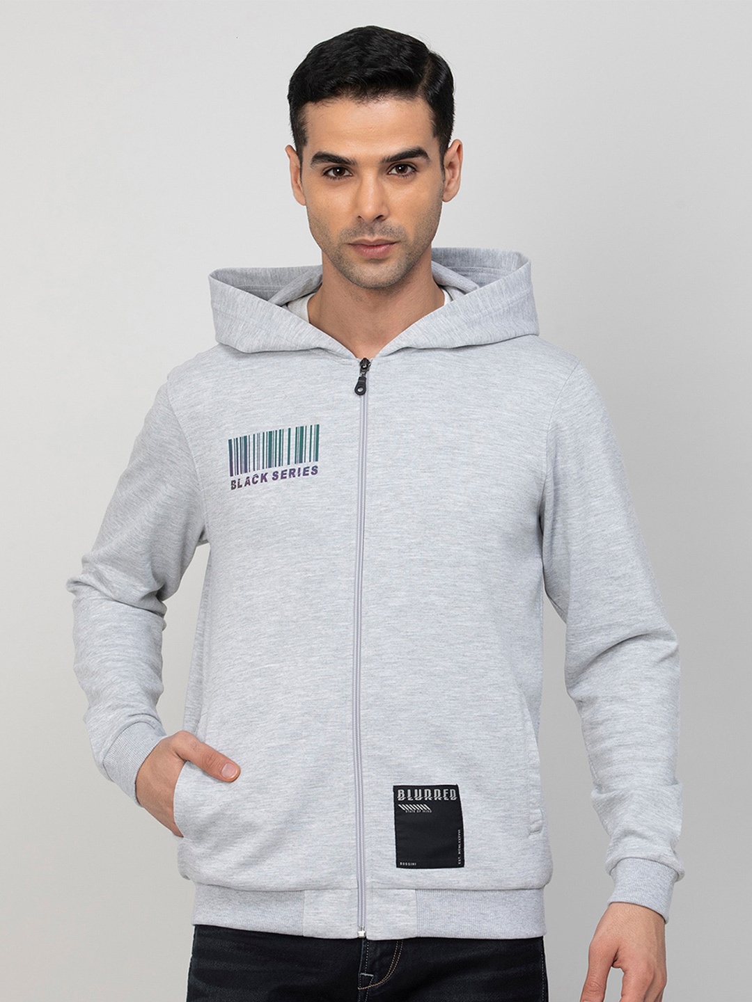 

Bossini Hooded Cotton Sweatshirt, Grey melange