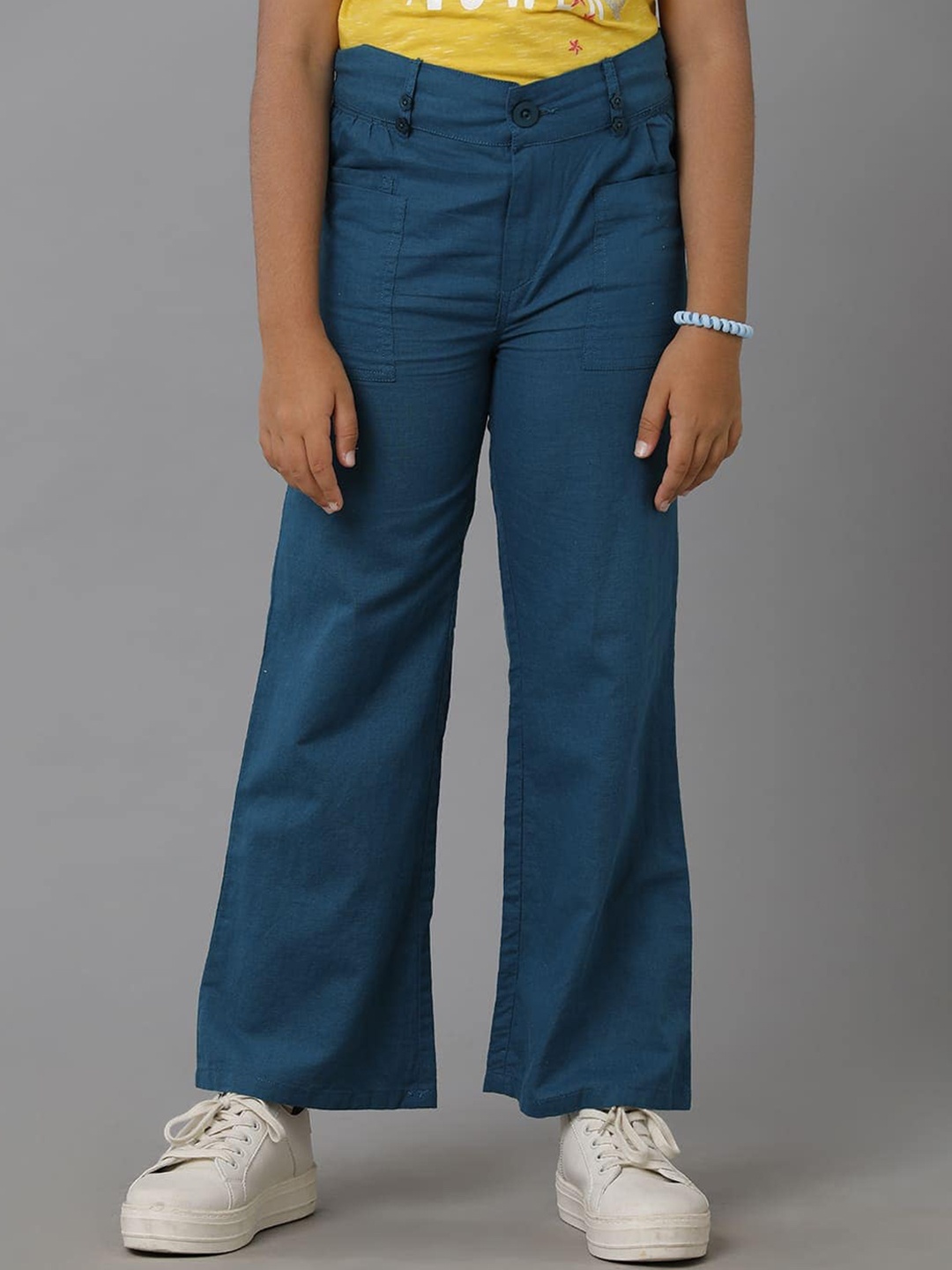 

UNDER FOURTEEN ONLY Girls Cotton Parallel Trousers, Blue