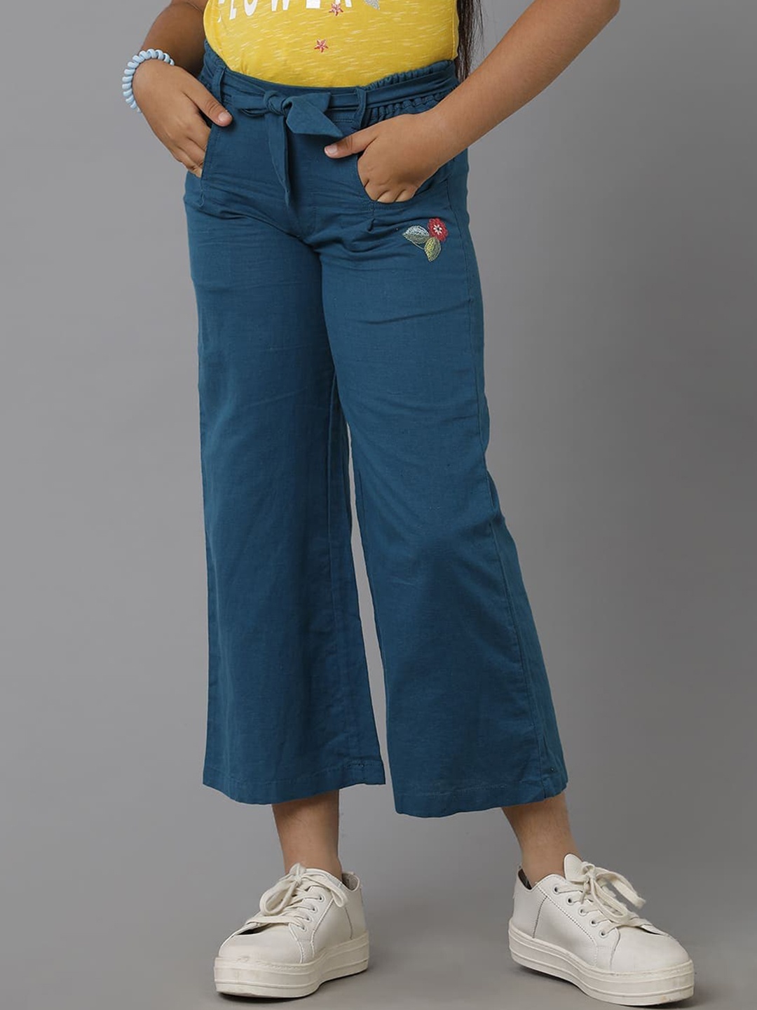 

UNDER FOURTEEN ONLY Girls Flared Cropped Cotton Culottes Trousers, Blue