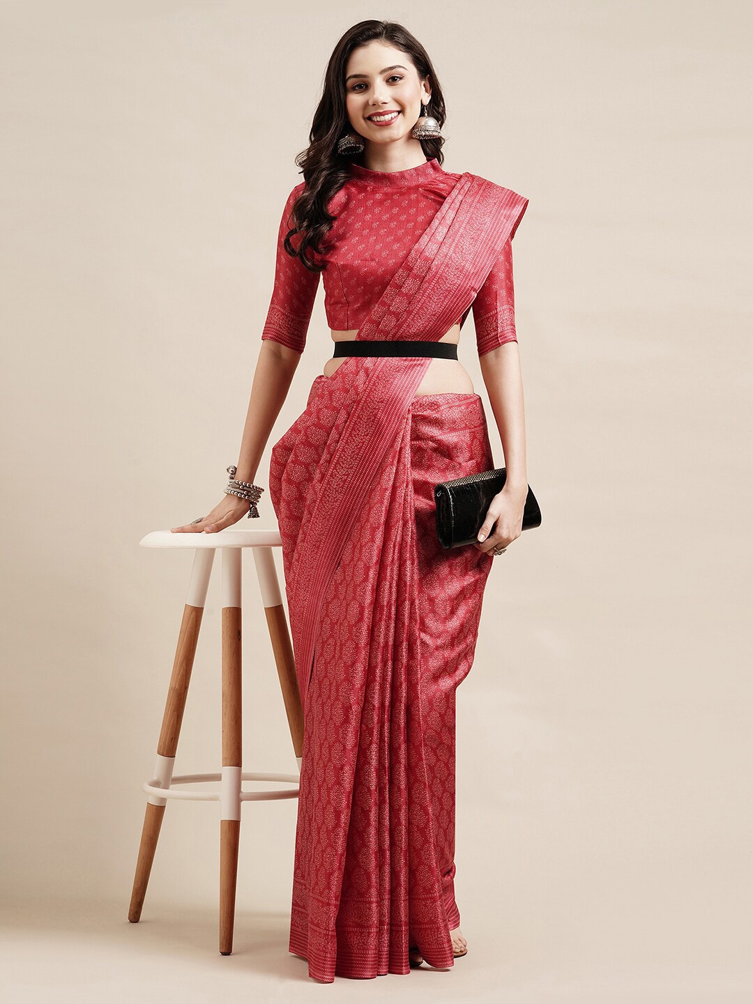 

Saree mall Floral Printed Art Silk Sarees, Red