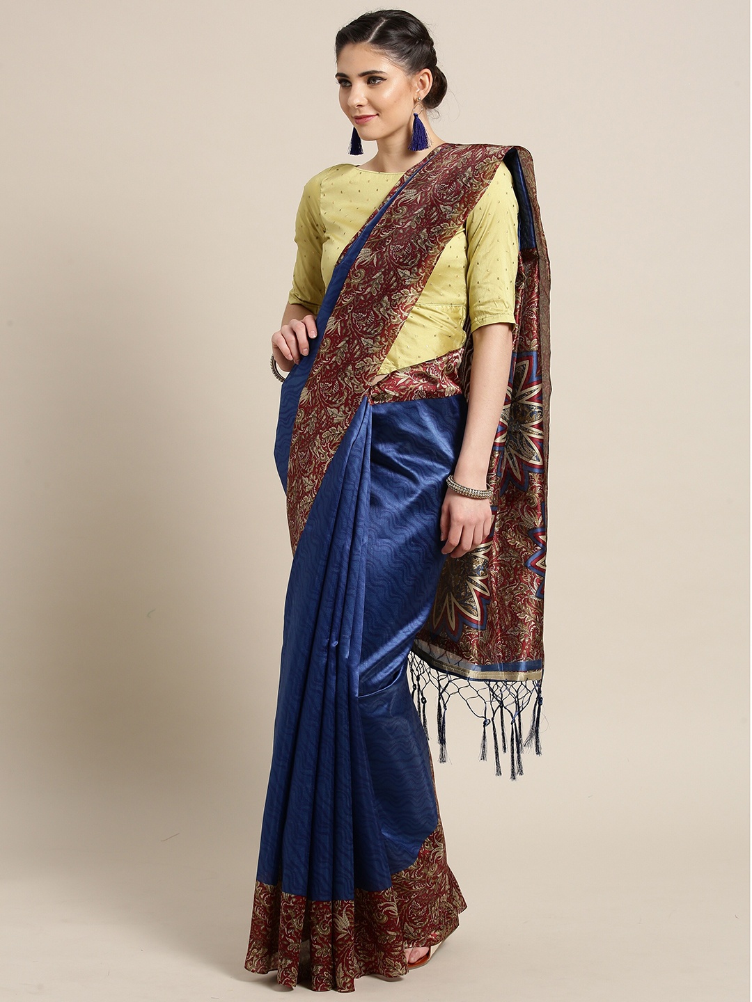 

Saree mall Ethnic Motif Printed Sarees, Navy blue