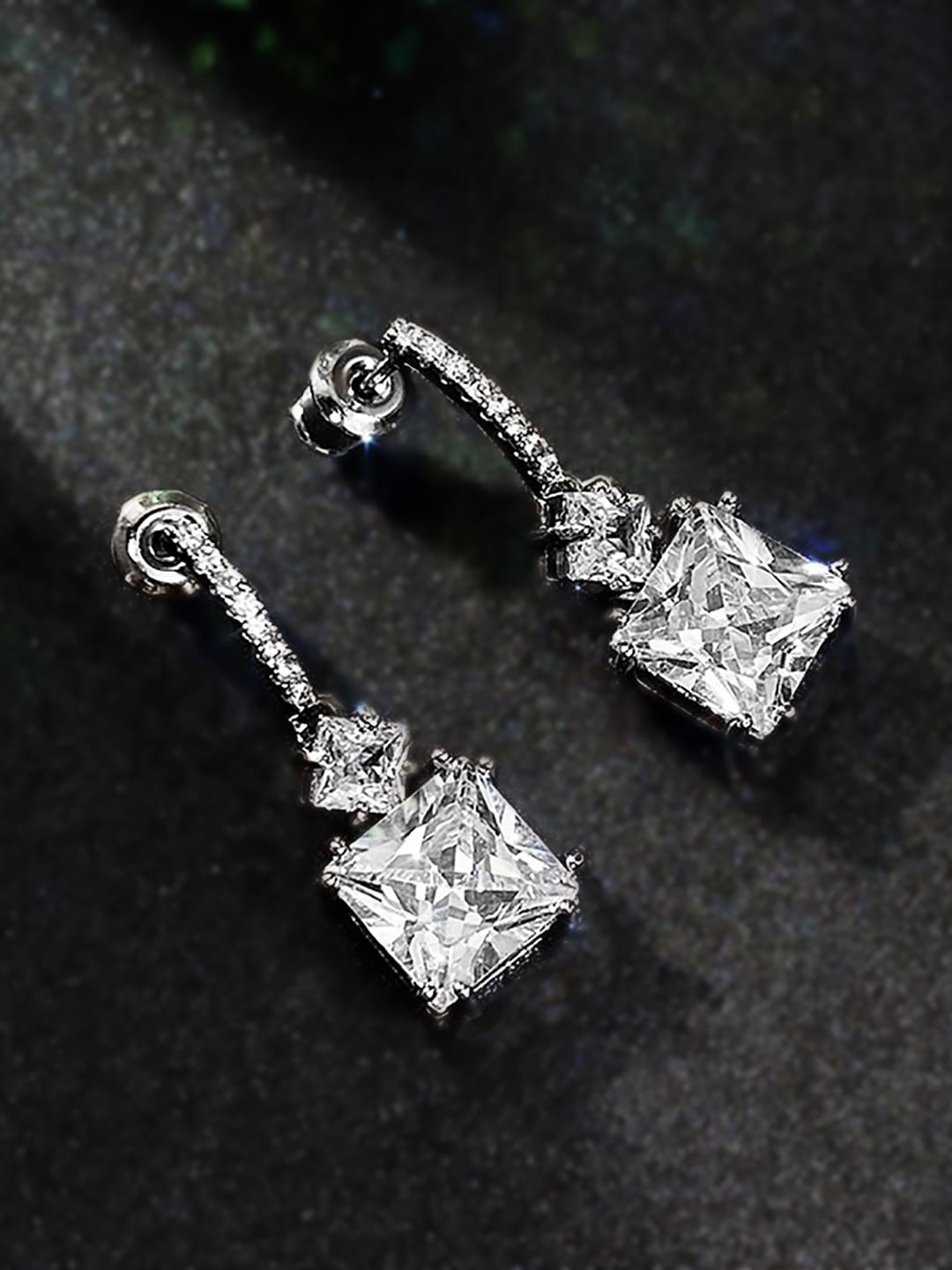 

Peora Silver-Plated Contemporary Drop Earrings