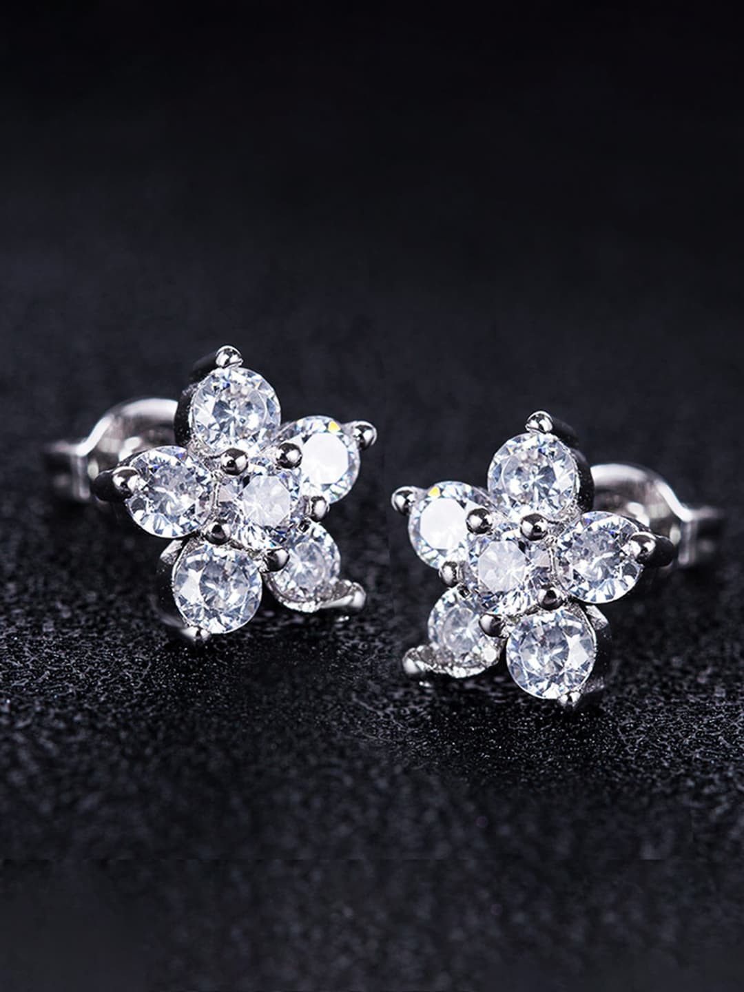 

Peora Silver -Plated Contemporary Studs Earrings, White