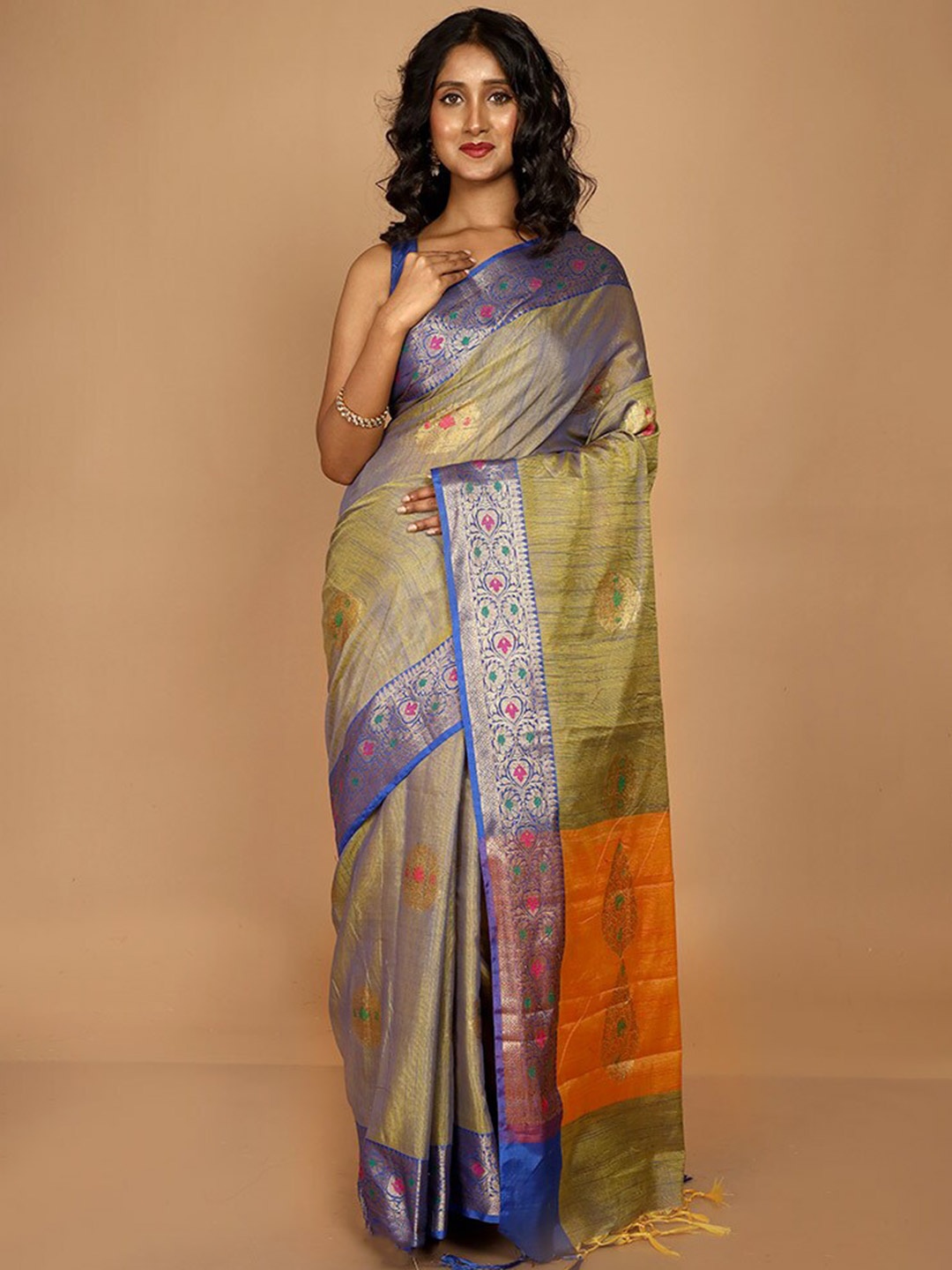 

AllSilks Ethnic Motif Woven Design Zari Kota Saree, Blue