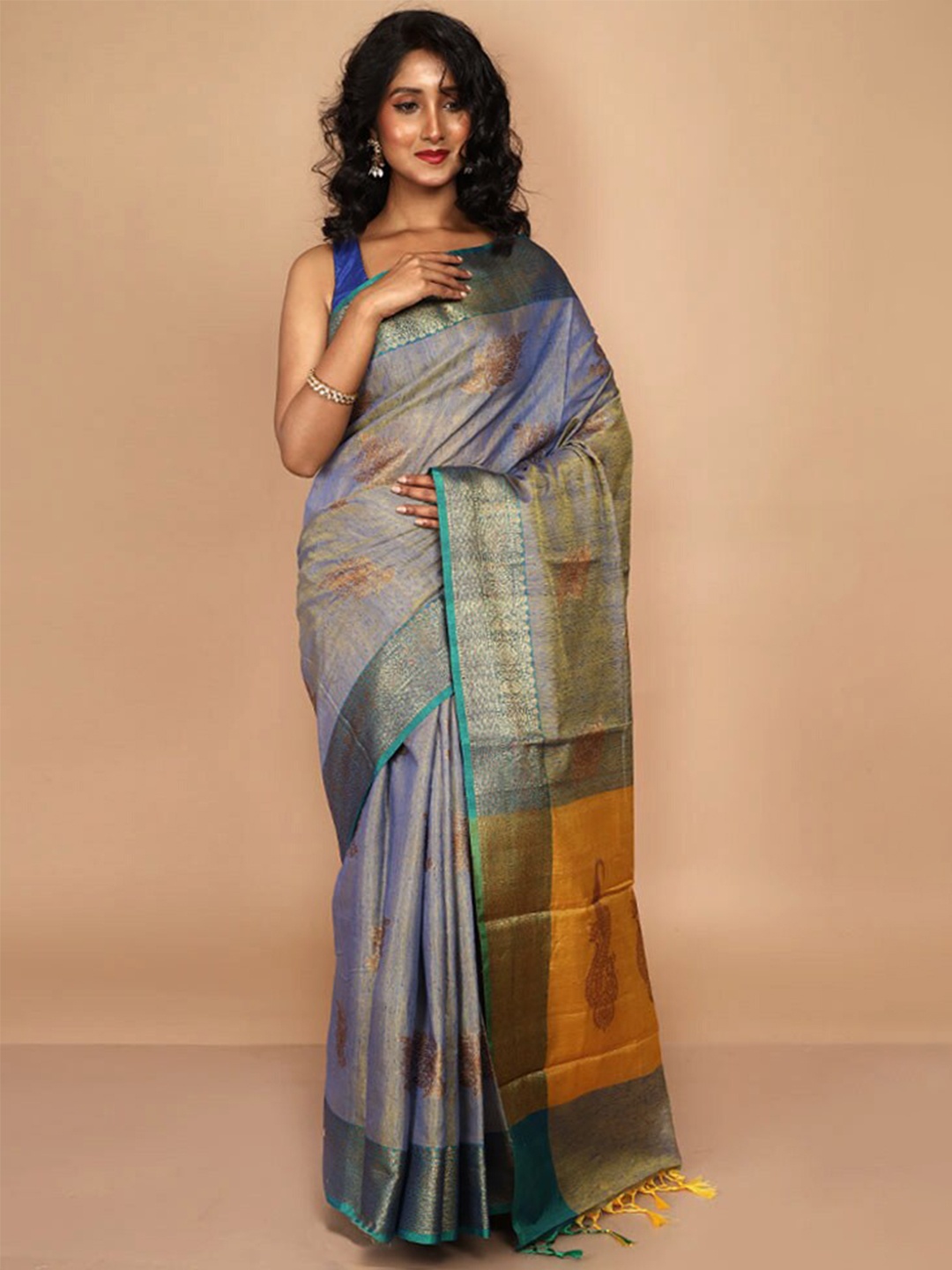 

AllSilks Woven Design Zari Kota Kora Silk Saree, Yellow