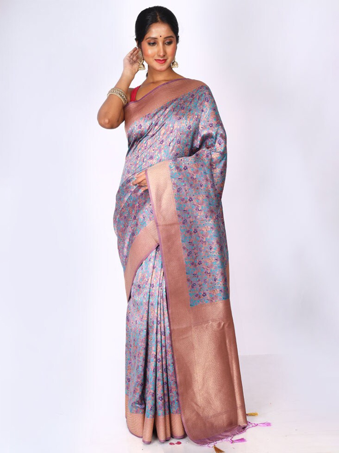 

AllSilks Ethnic Motifs Woven Design Zari Saree, Purple
