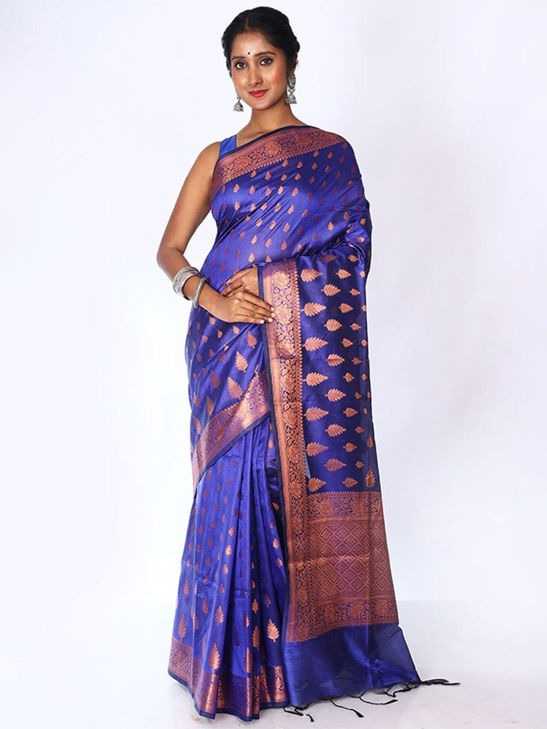 

AllSilks Floral Woven Design Zari Kota Saree, Blue