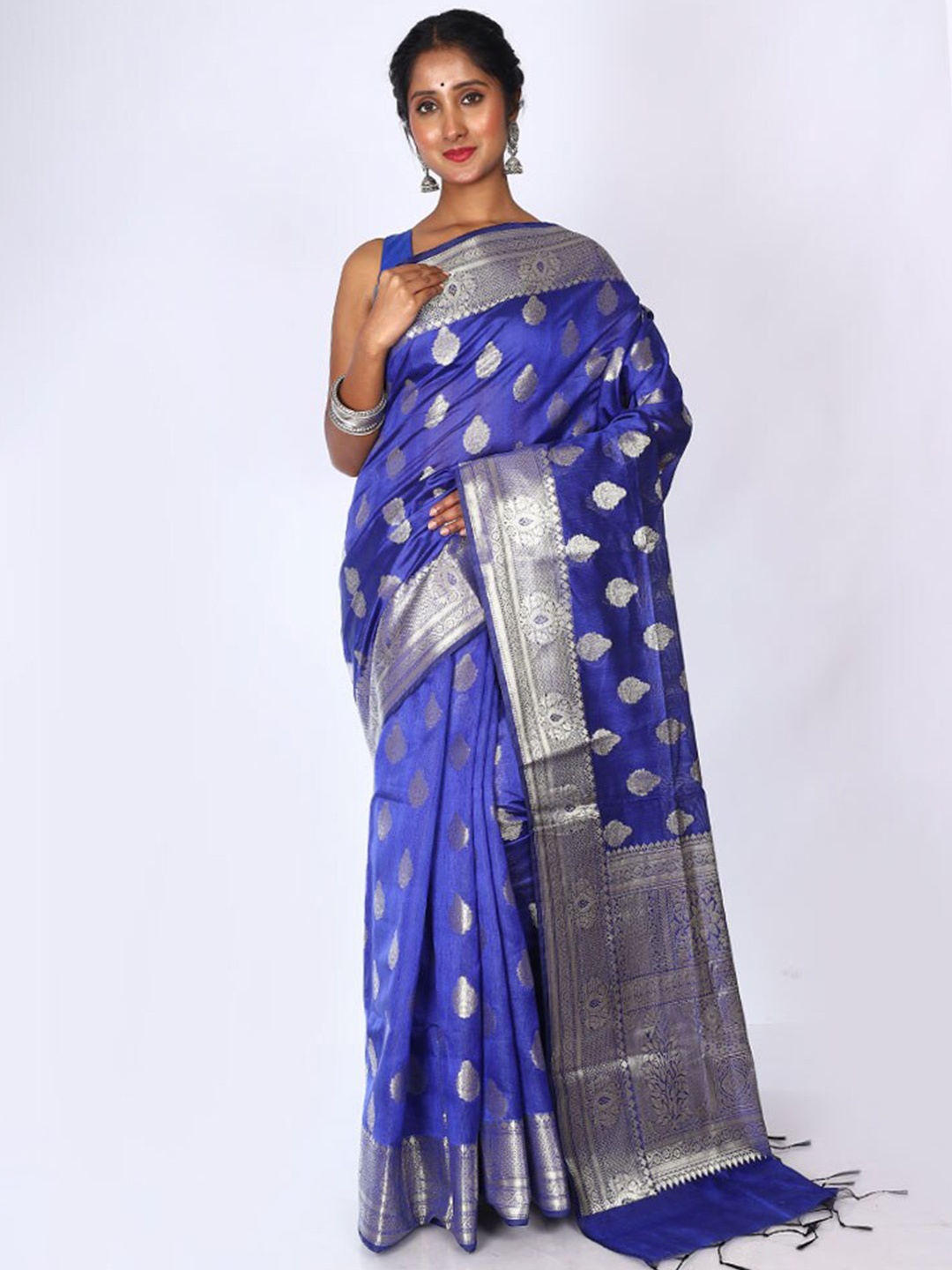 

AllSilks Ethnic Motif Woven Design Zari Kota Saree, Blue