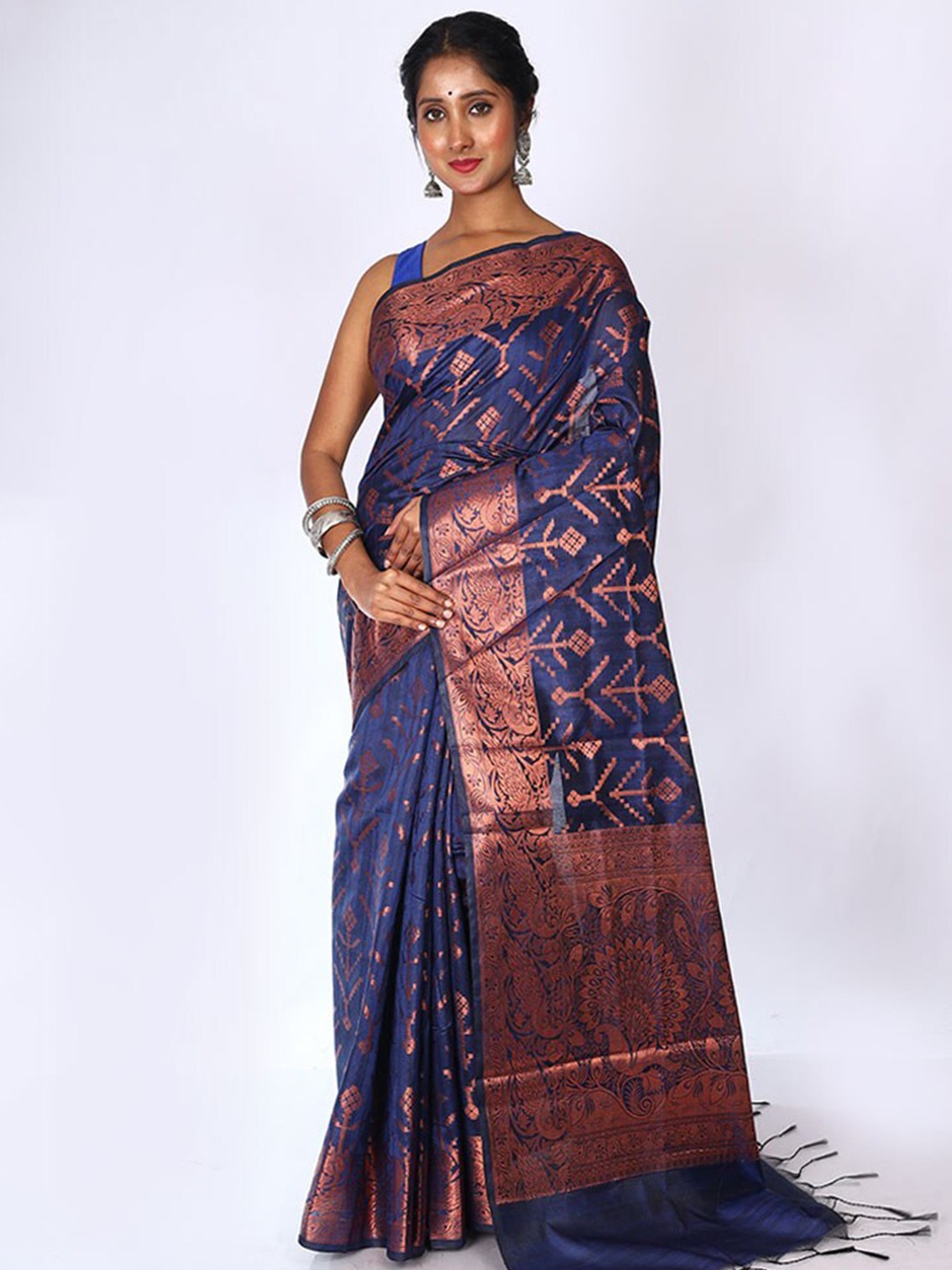 

AllSilks Ethnic Woven Design Zari Kota Saree, Blue