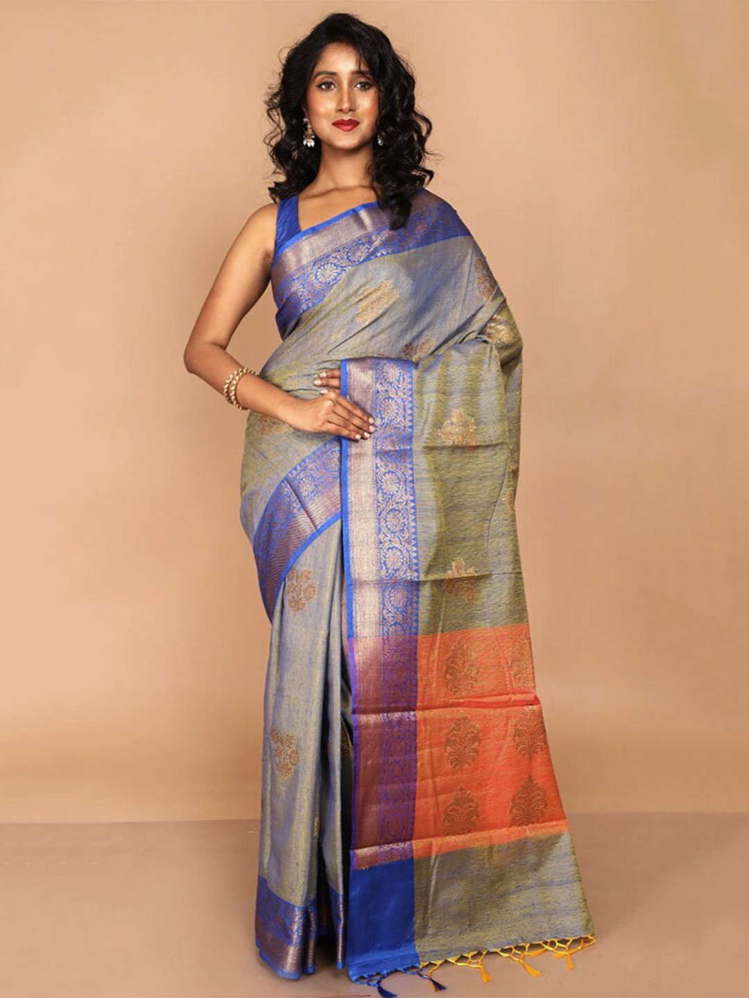 

AllSilks Ethnic Woven Design Zari Kota Saree, Blue