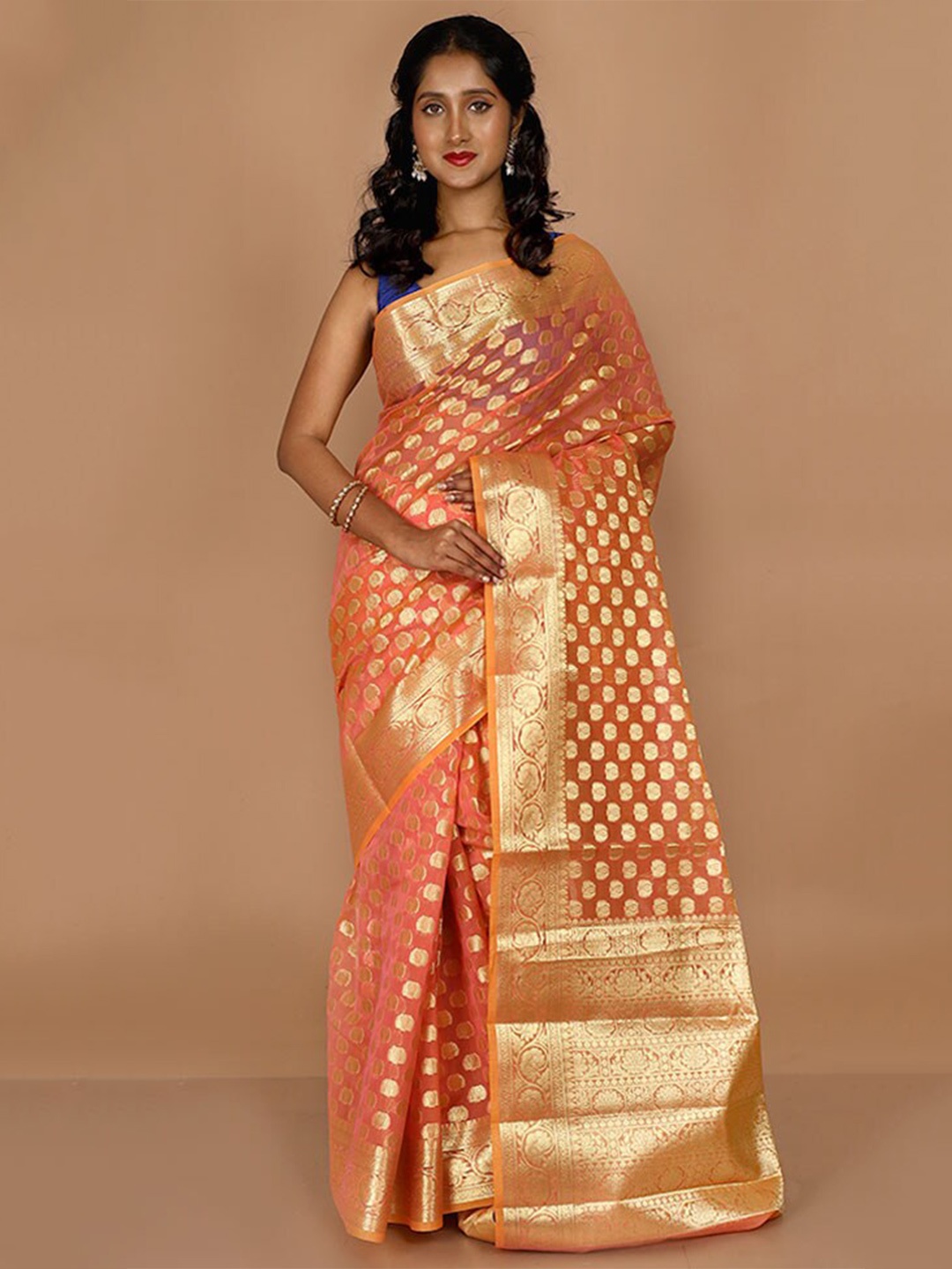 

AllSilks Ethinic Motifs Woven Design Zari Kota Saree, Pink