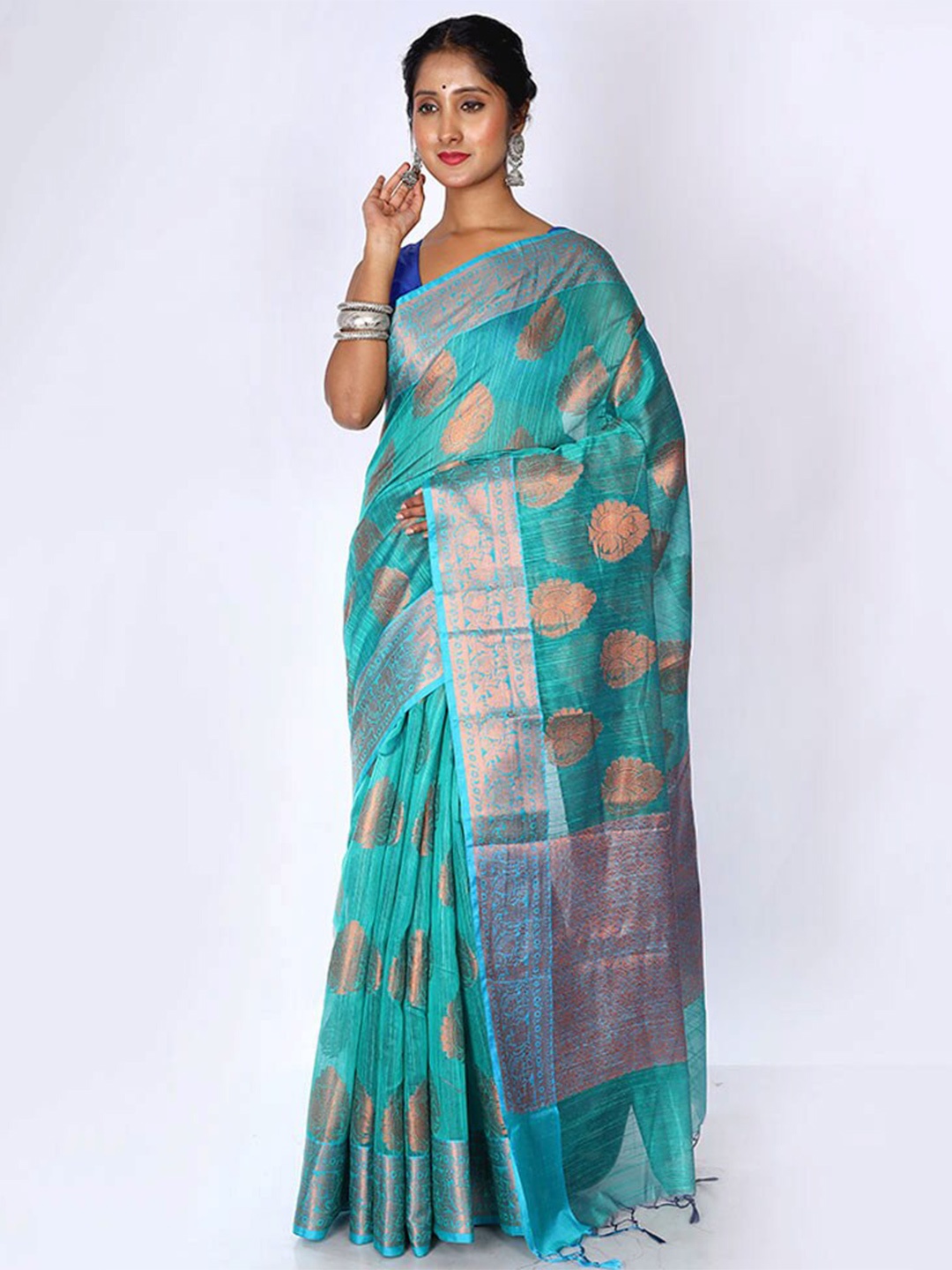 

AllSilks Ethinic Motifs Woven Design Zari Kota Saree, Green