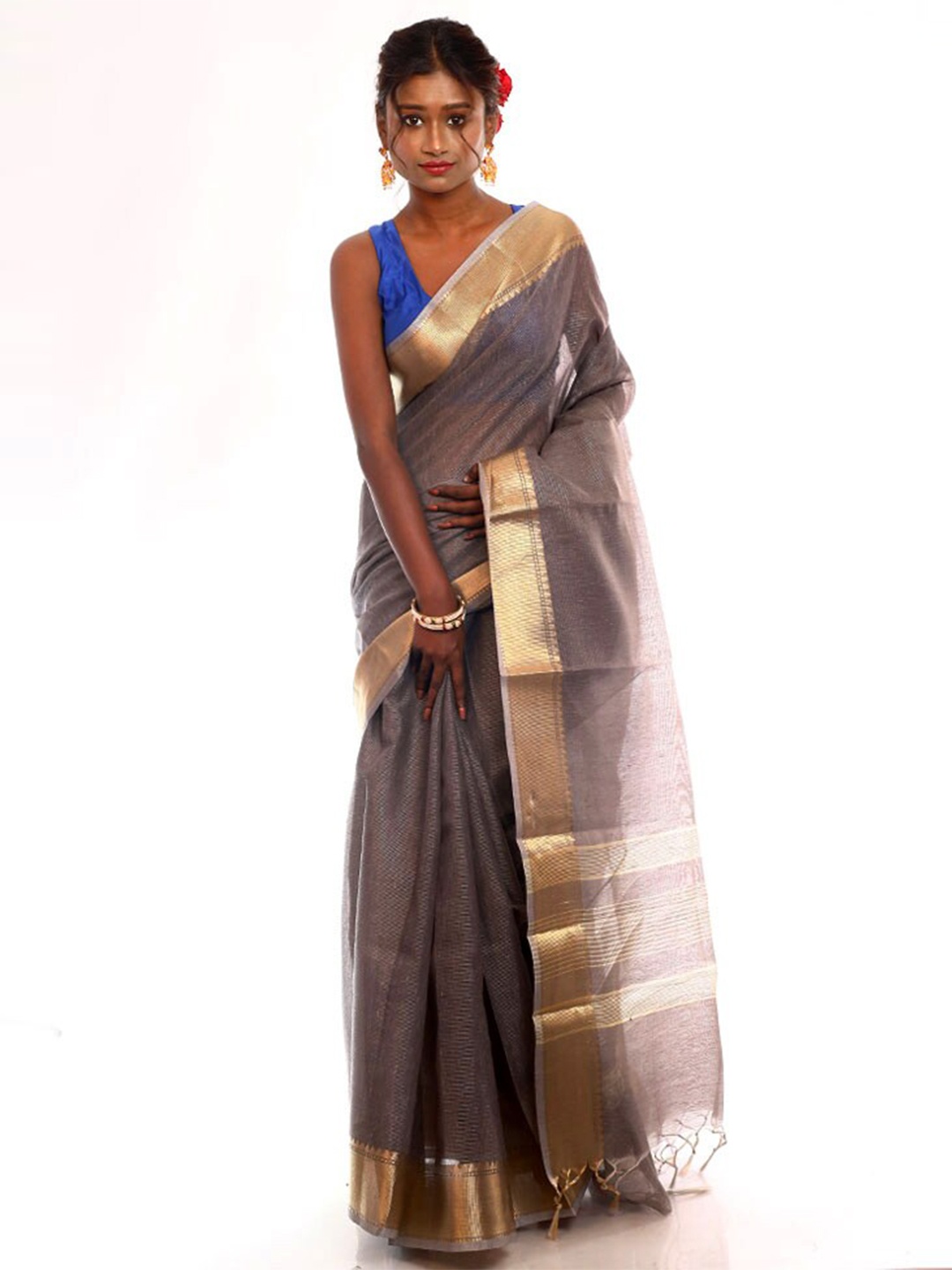 

AllSilks Woven Design Art Silk Saree, Grey