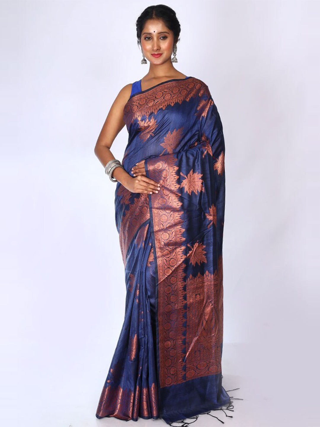 

AllSilks Floral Woven Design Zari Kota Saree, Blue