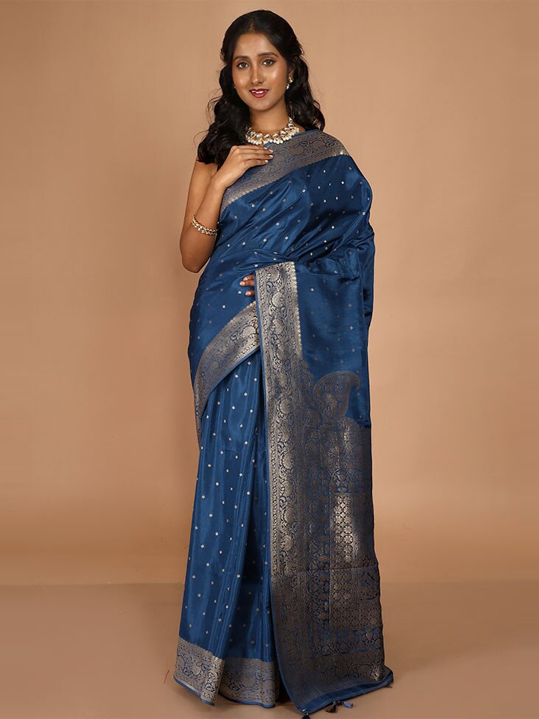 

AllSilks Woven Design Zari Art Silk Saree, Blue