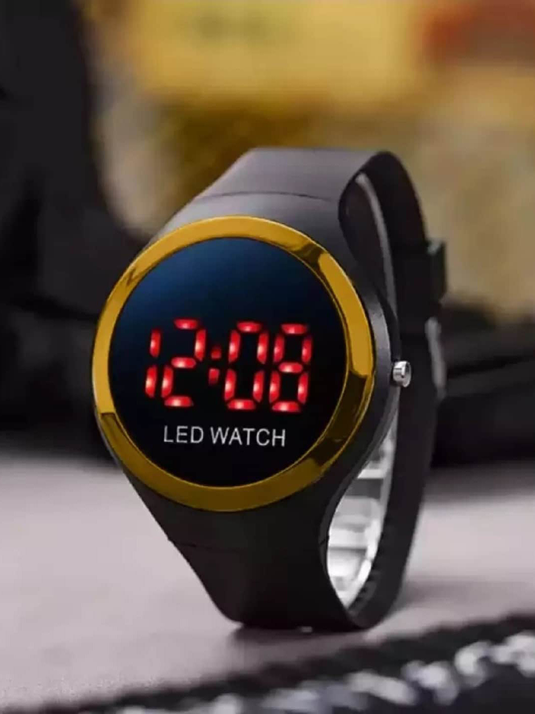 

WATCHSTAR Men Solid Dial Digital Watch Apple LED Gold, Black