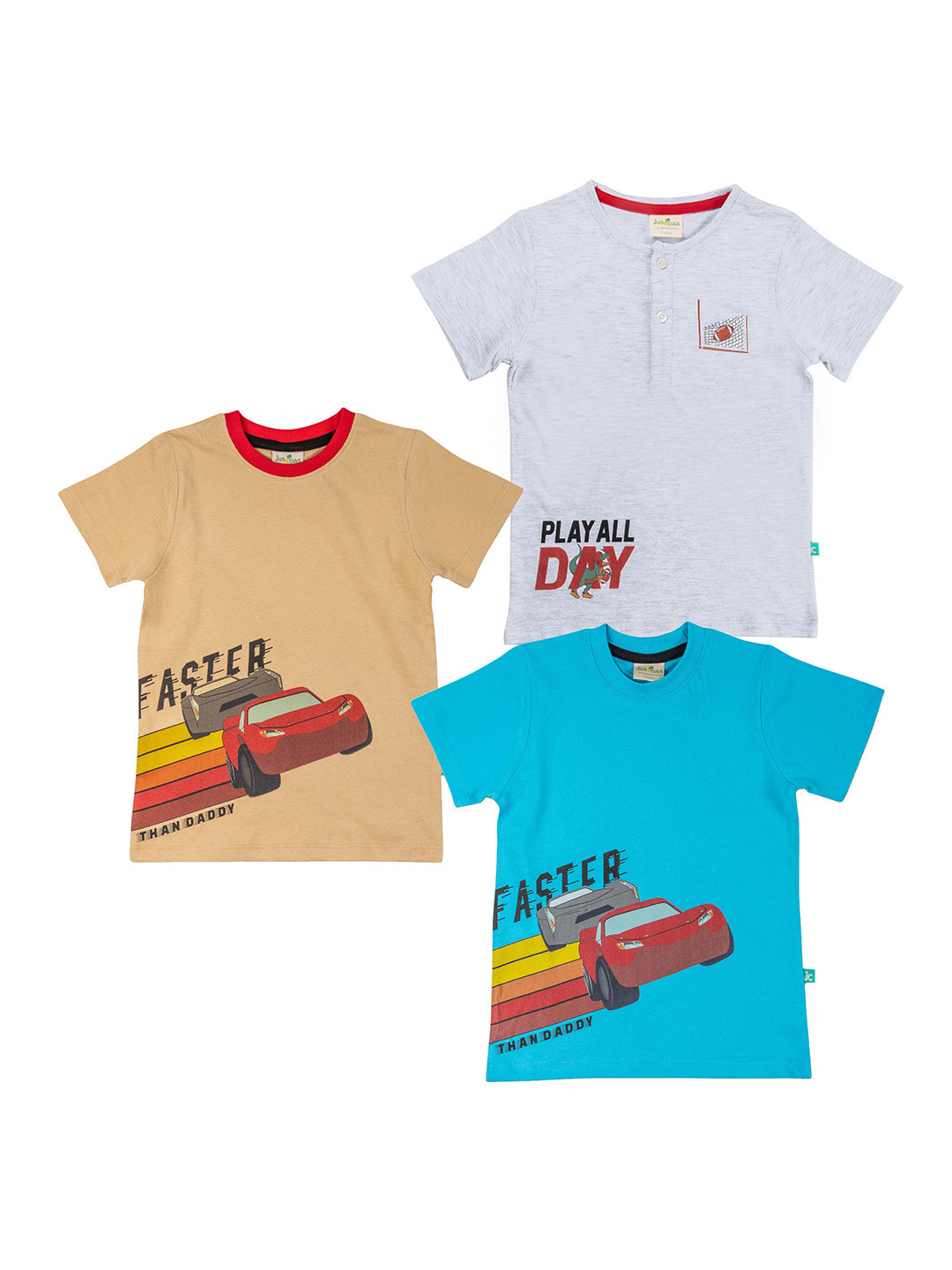 

JusCubs Boys Pack Of 3 Graphic Printed T-shirt, Blue