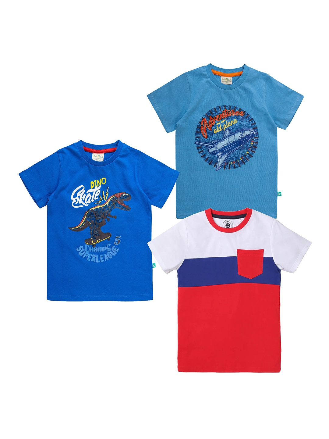 

JusCubs Boys Pack Of 3 Graphic Printed T-shirt, Blue