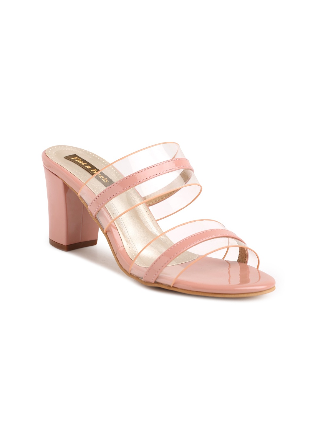 

Flat n Heels Open Toe Block Heels With Open Back, Pink