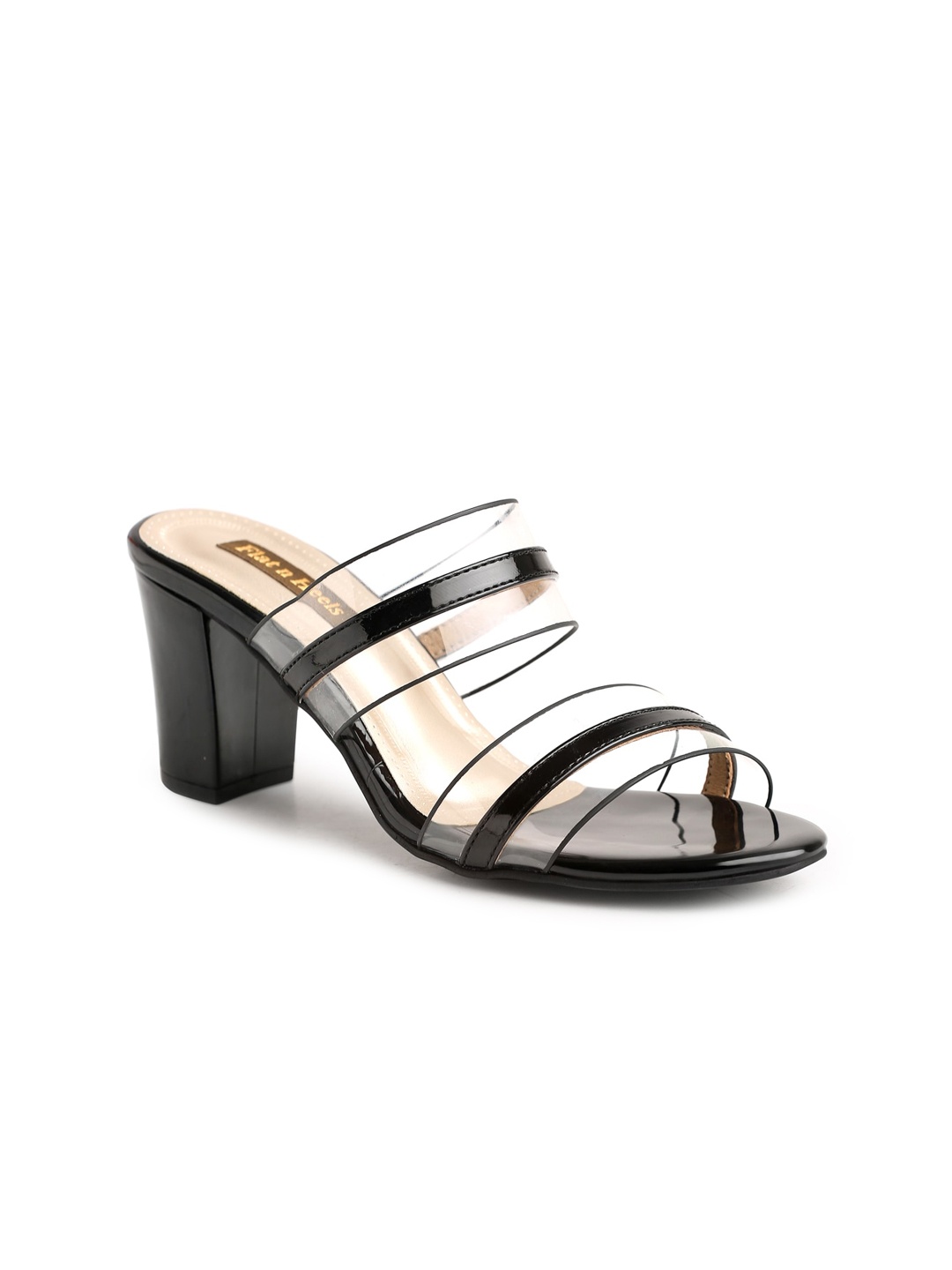 

Flat n Heels Open Toe Block Heels, Black