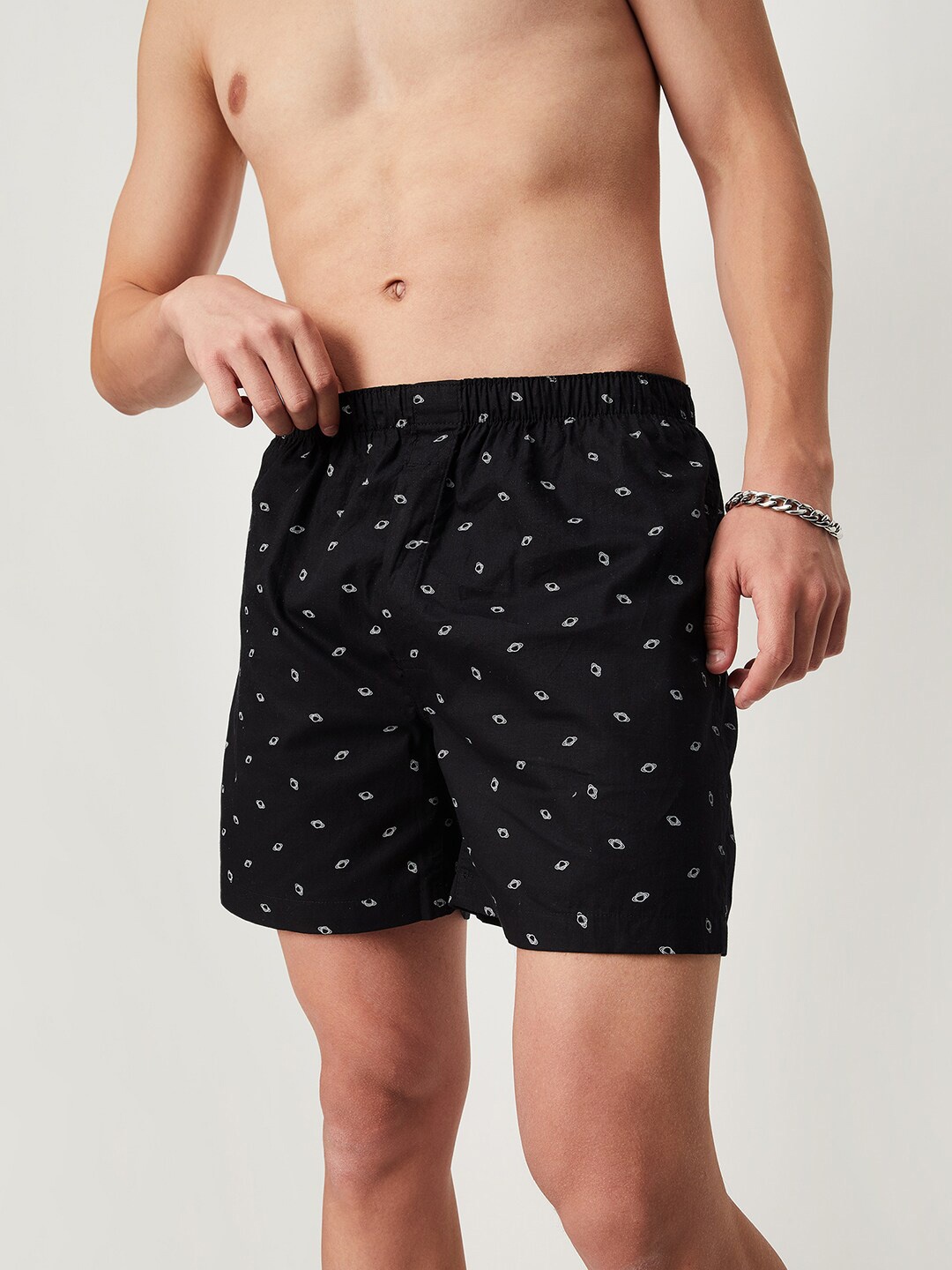 

max Men Printed Pure Cotton Boxers 1000011815858, Black