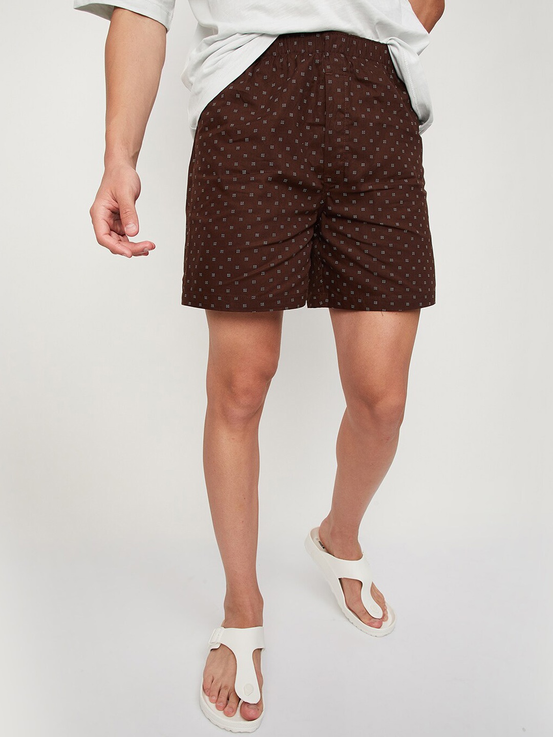 

max Men Printed Pure Cotton Boxers, Brown