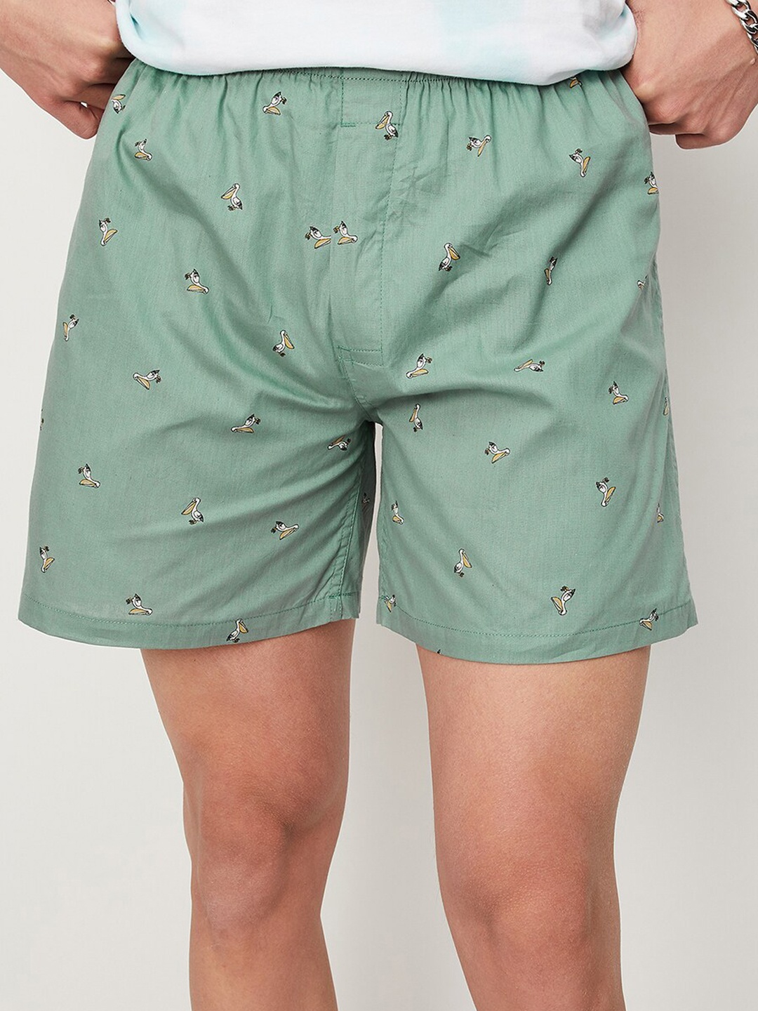 

max Men Printed Pure Cotton Boxers, Green