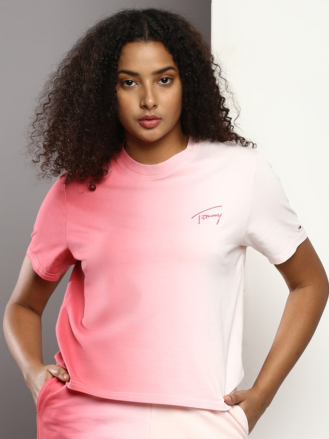 

Tommy Hilfiger Ombre Dyed Round Neck T-shirt, Pink