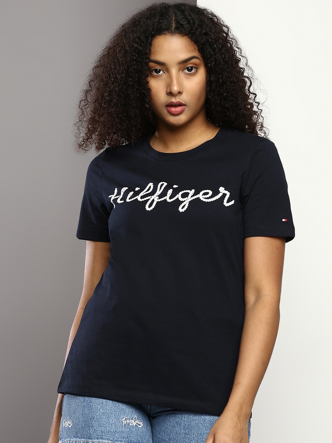 

Tommy Hilfiger Typography Printed T-shirt, Navy blue