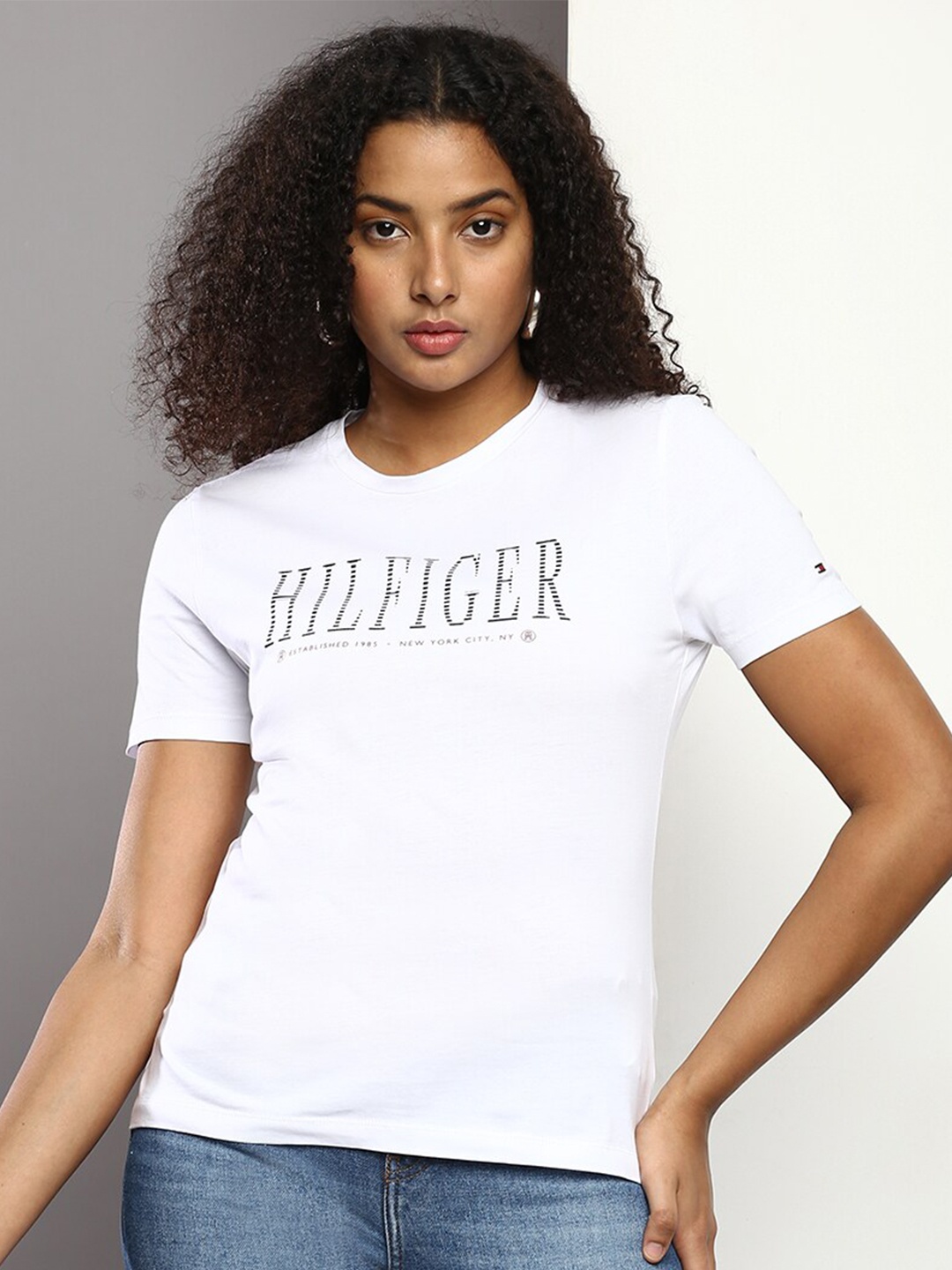 

Tommy Hilfiger Brand Logo Printed Cotton T-shirt, White