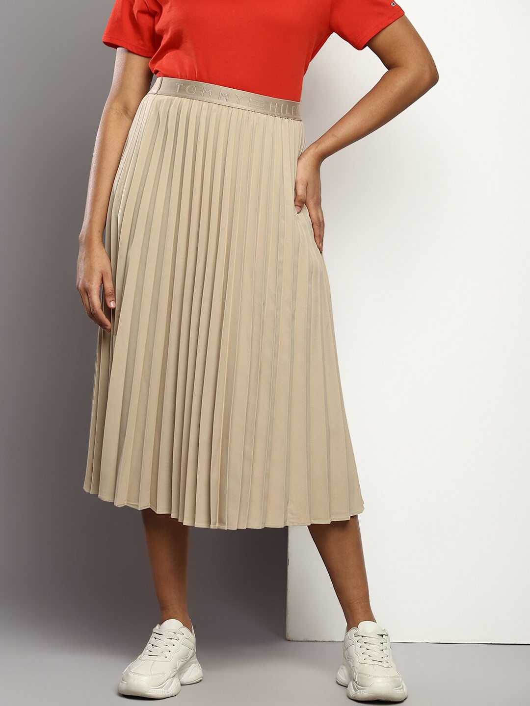 

Tommy Hilfiger A-Line Midi Skirt, Beige