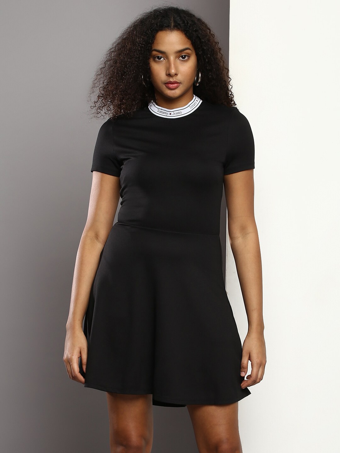 

Tommy Hilfiger Round Neck Fit and Flare Dress, Black
