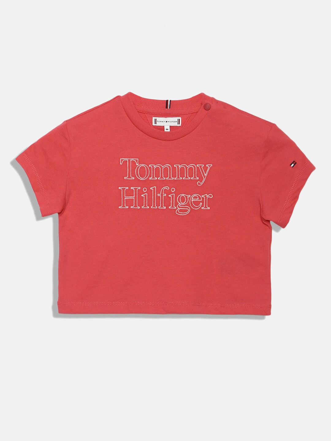 

Tommy Hilfiger Girls Typography Printed Cotton T-shirt, Red