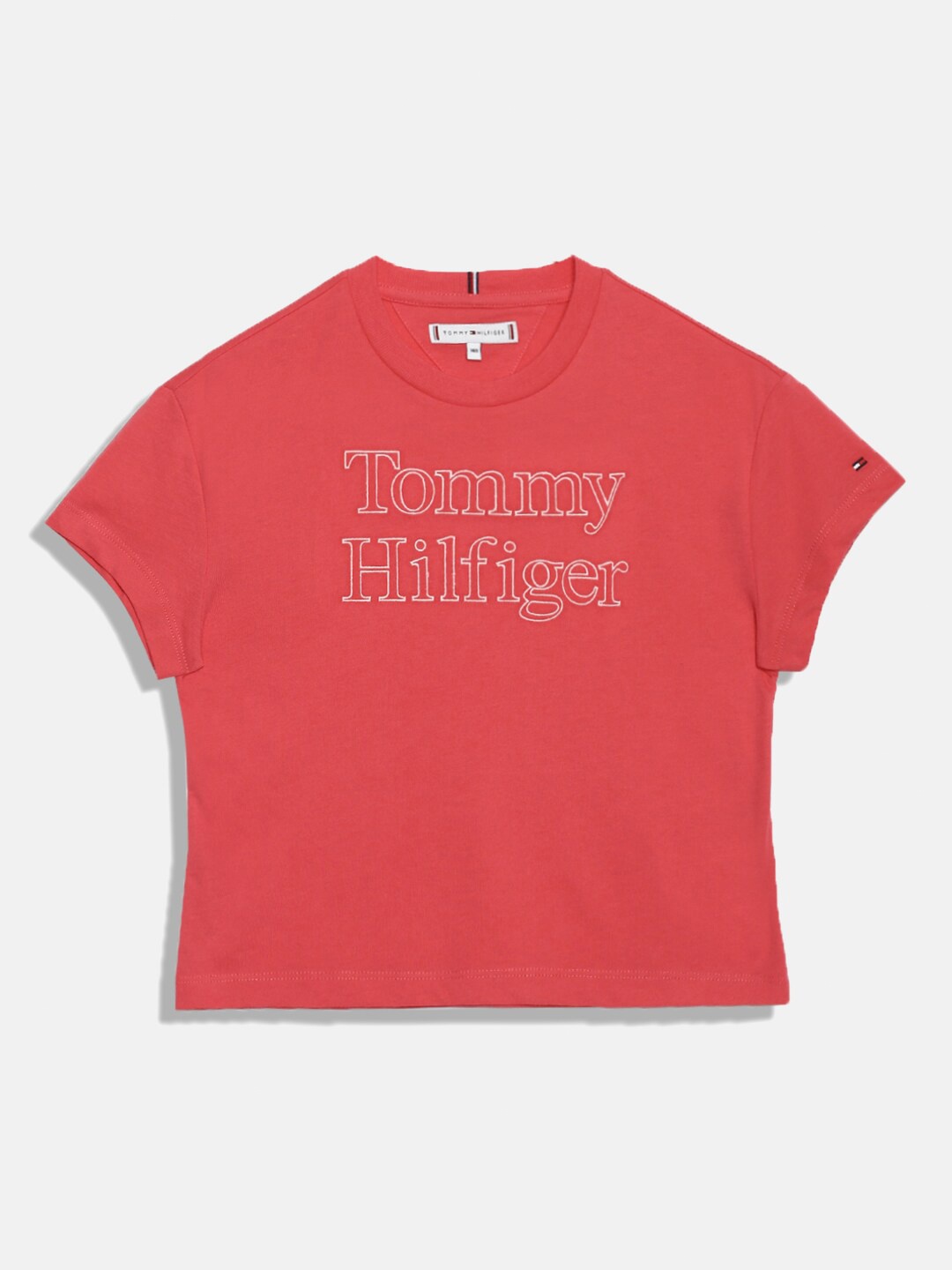

Tommy Hilfiger Girls Typography Printed T-shirt, Red