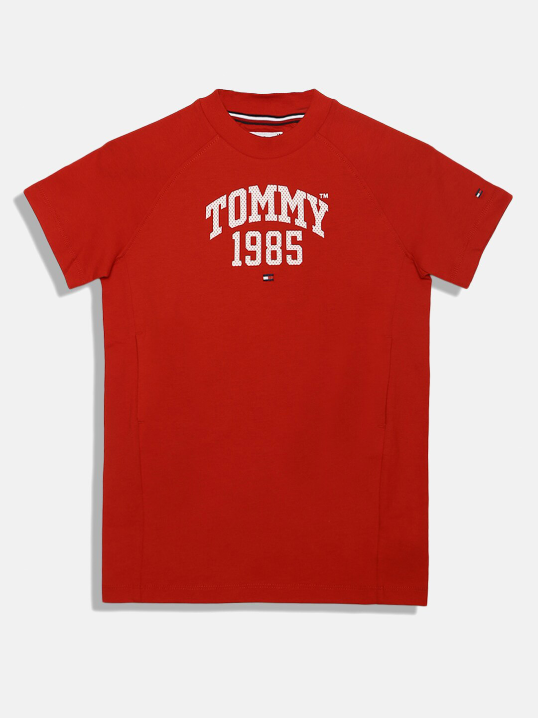 

Tommy Hilfiger Girls Round Neck Alphanumeric Printed Cotton T-shirt Dress, Red