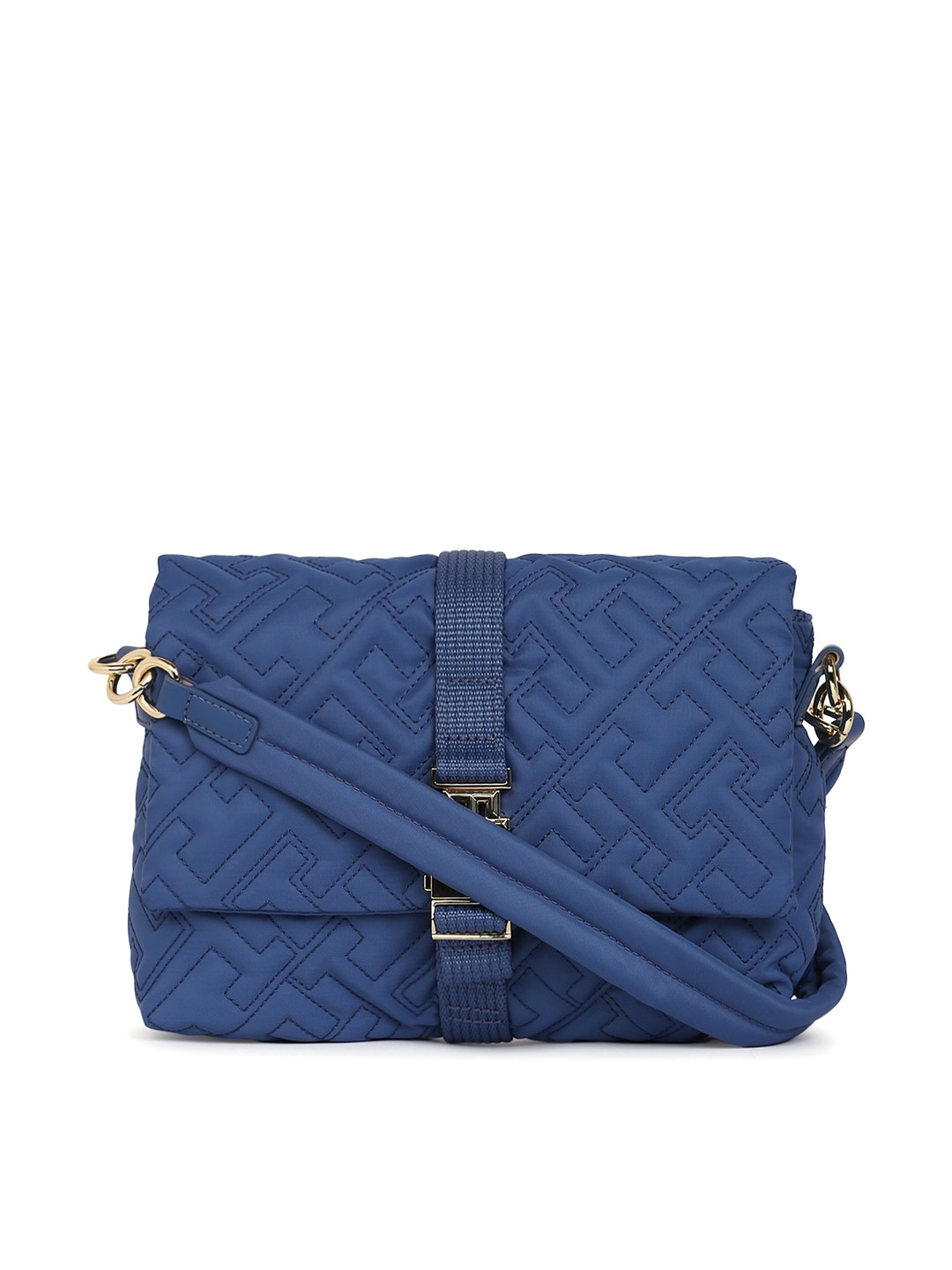 

Tommy Hilfiger Blue Textured Structured Sling Bag with Quilted
