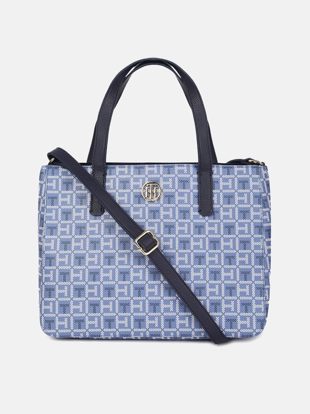 

Tommy Hilfiger Abstract Printed Structured Handheld Bag, Blue
