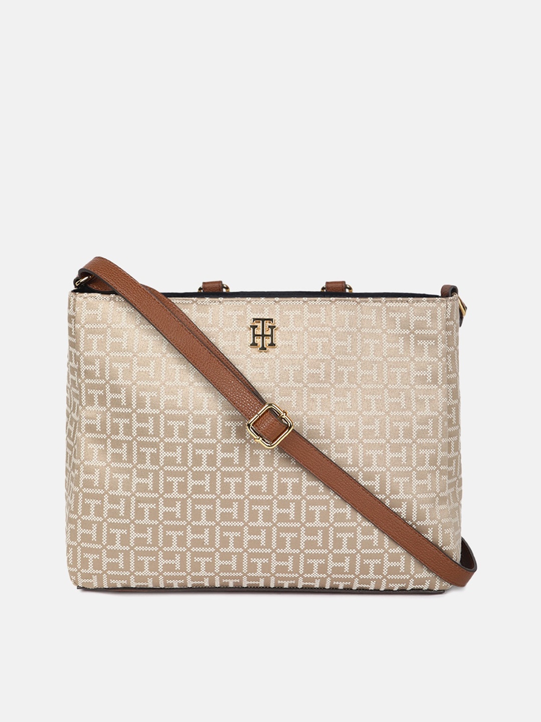 

Tommy Hilfiger Abstract Printed Structured Shoulder Bag, Beige