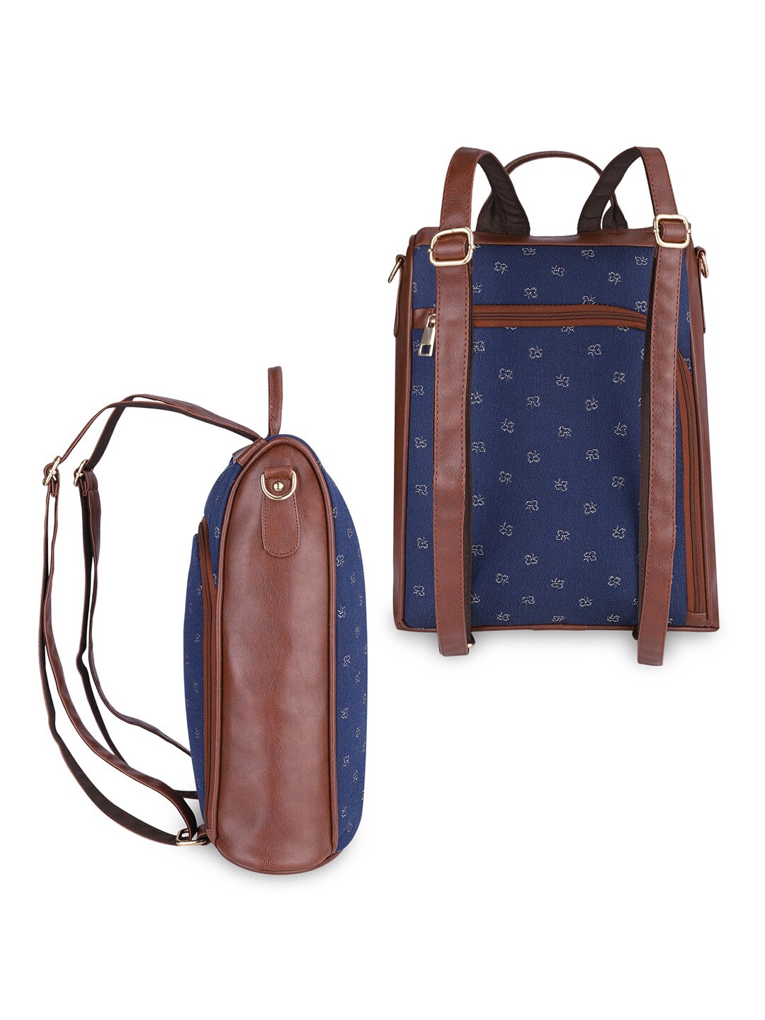 

THE CLOWNFISH Women Turquoise Blue & Brown Backpack with Anti-Theft