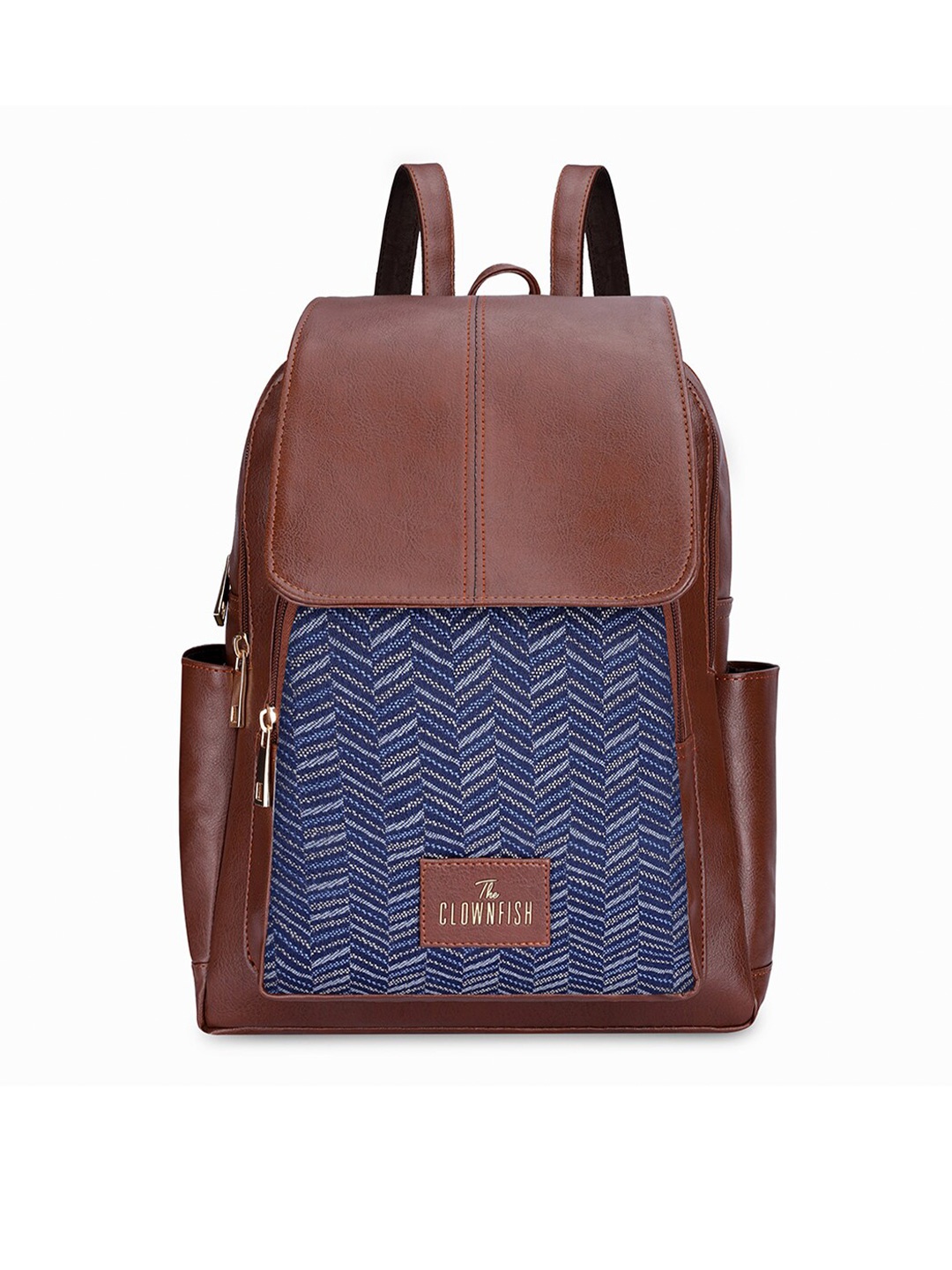 

THE CLOWNFISH Women Striped Medium Backpack, Navy blue