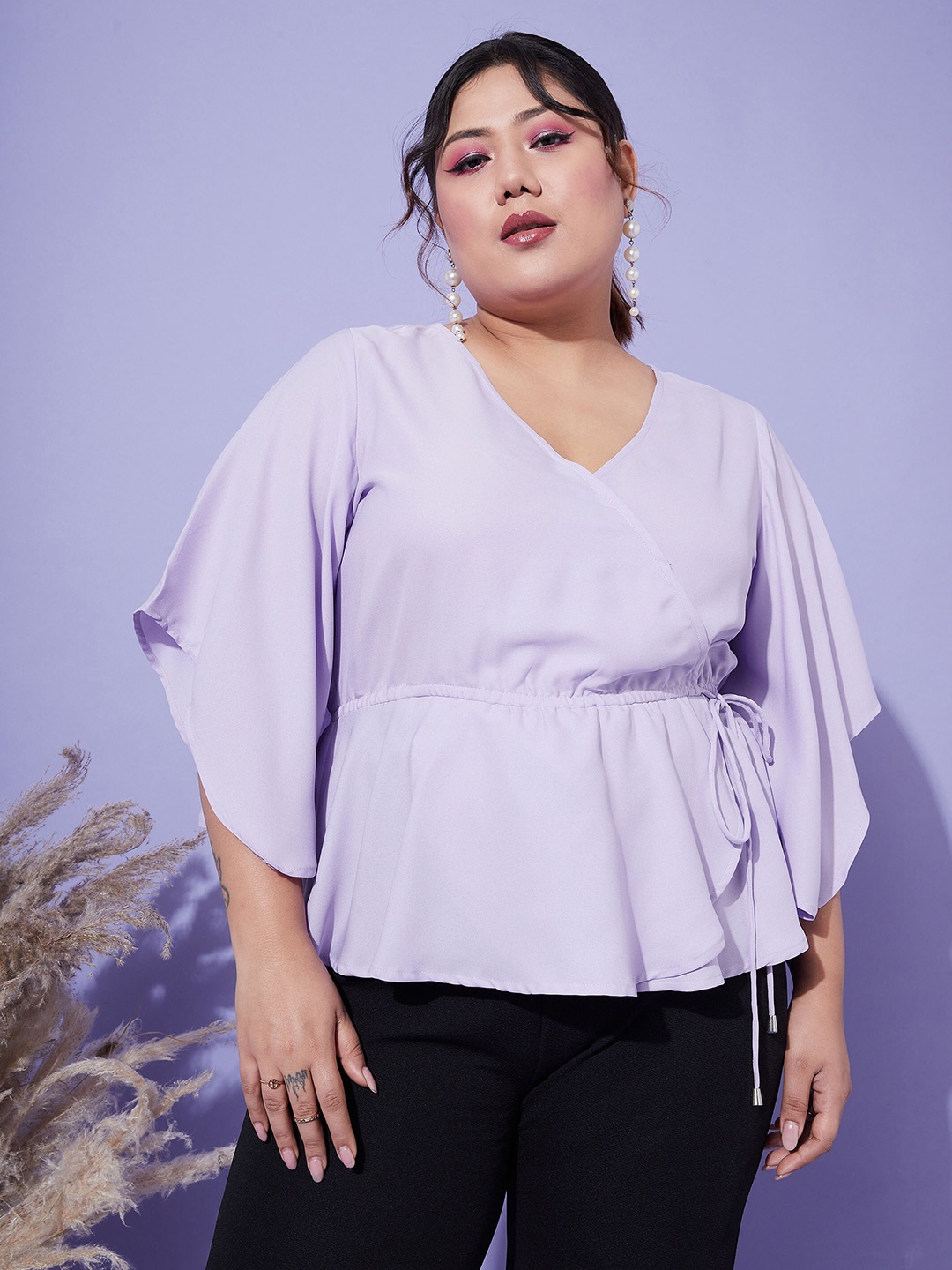 

SASSAFRAS Curve Crepe Top, Lavender