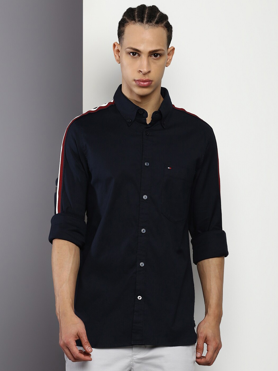 

Tommy Hilfiger Men Casual Cotton Shirt, Navy blue