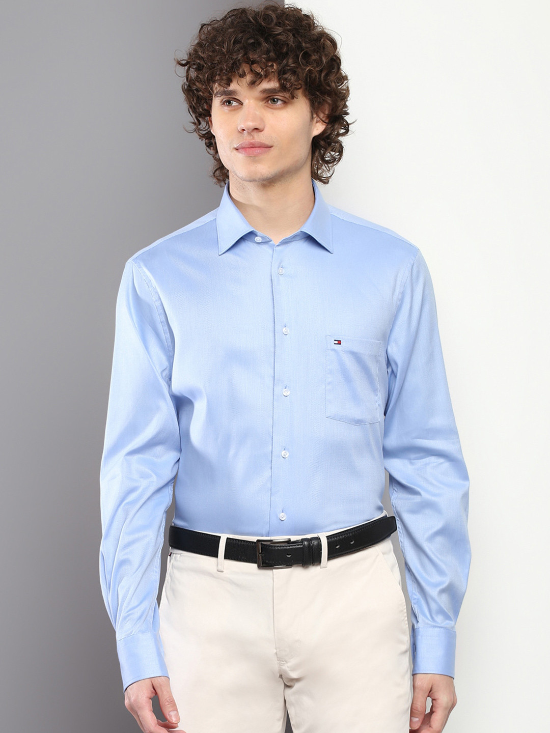 

Tommy Hilfiger Spread Collar Cotton Formal Shirt, Blue