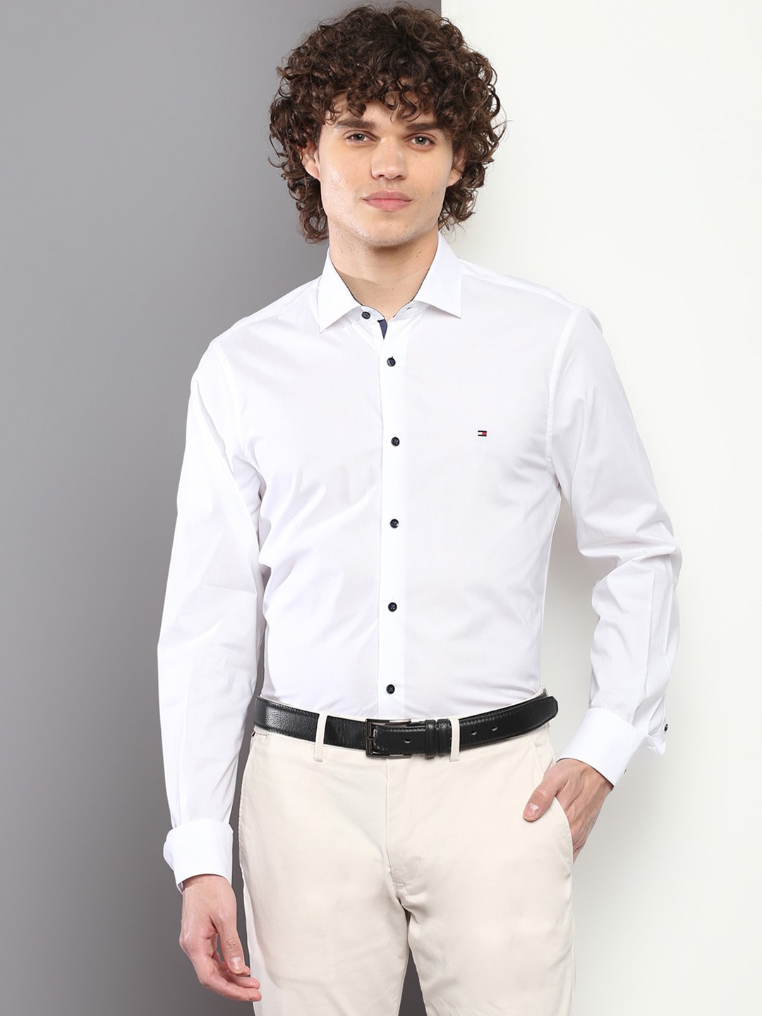 

Tommy Hilfiger Men Slim Fit Casual Cotton Shirt, White