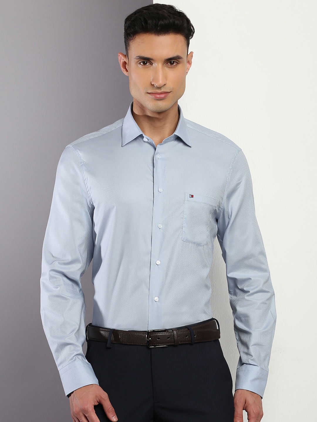 

Tommy Hilfiger Men Formal Cotton Shirt, Blue