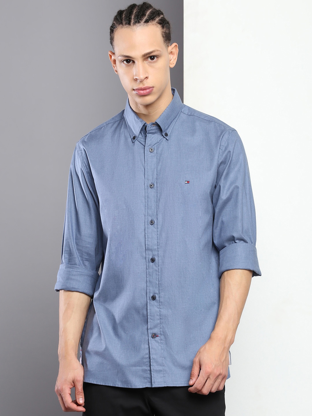 

Tommy Hilfiger Men Casual Cotton Shirt, Blue