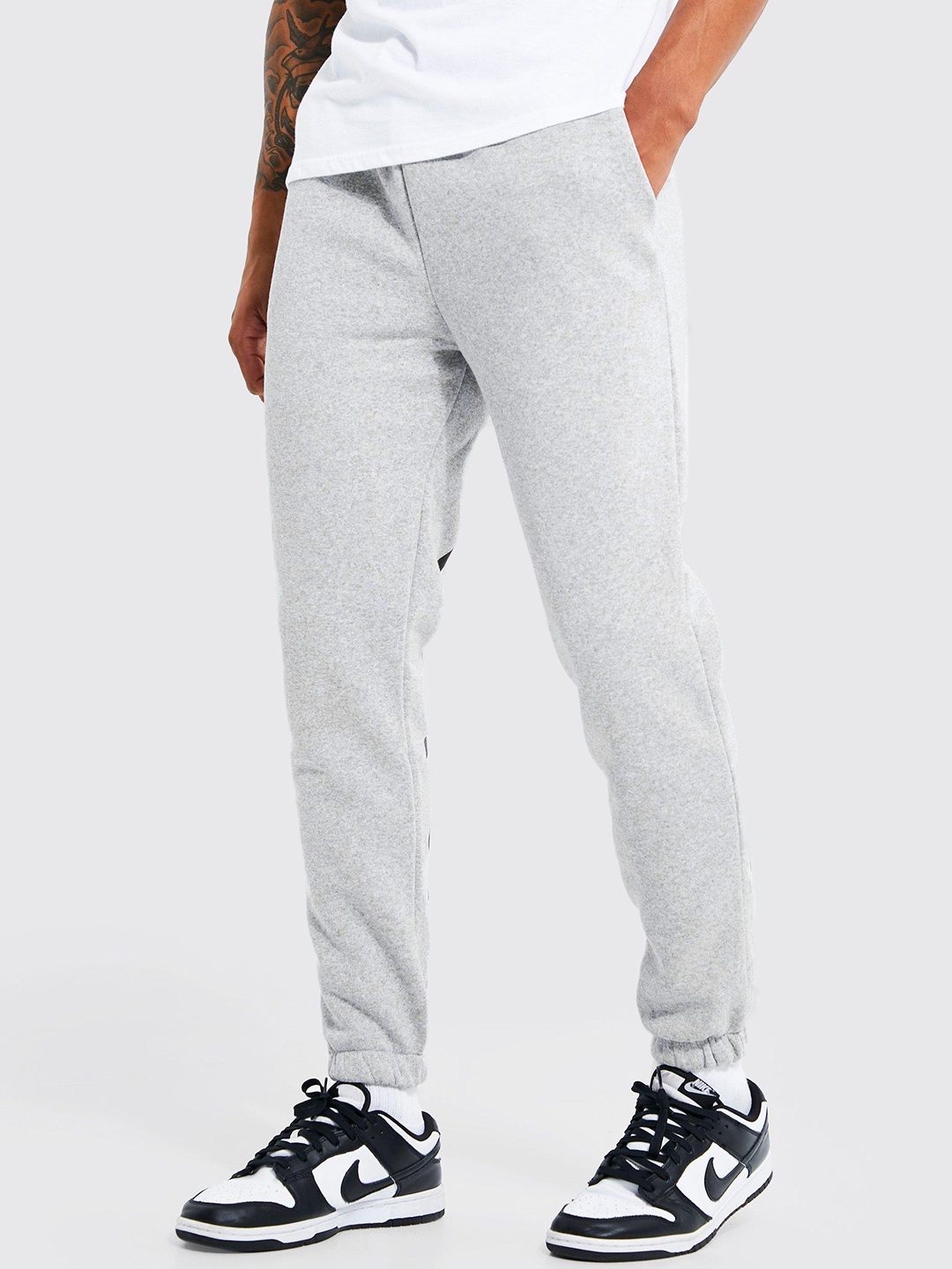 

boohooMAN Homme Graphic Joggers, Grey melange