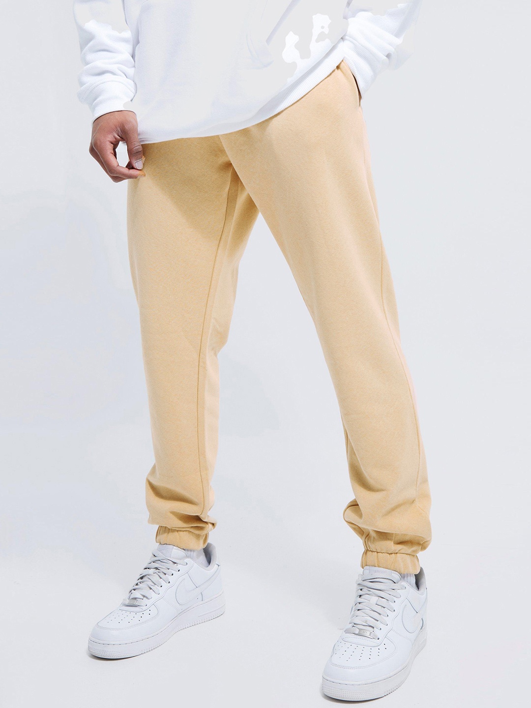 

boohooMAN Basic Slim Fit Joggers, Beige