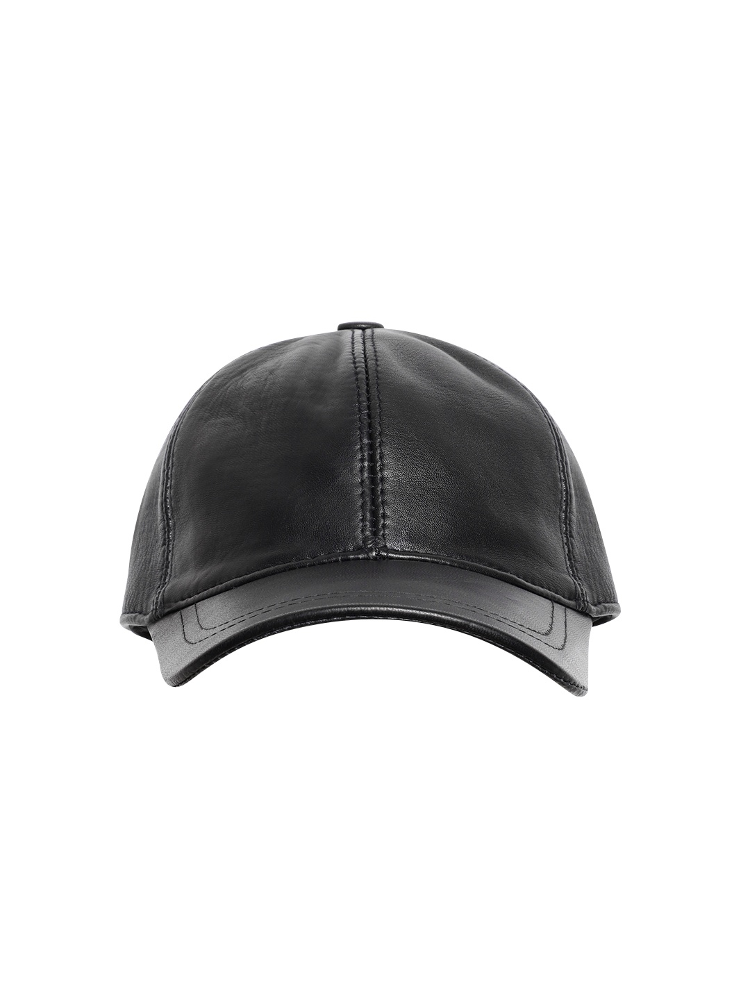 

boohooMAN Leather Baseball Cap, Black
