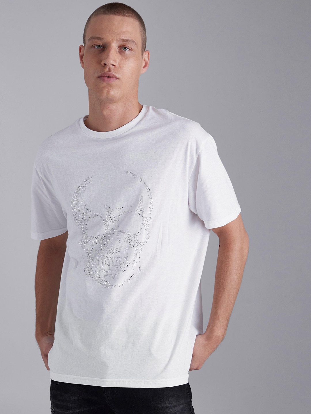 

boohooMAN Embellished Pure Cotton T-shirt, White